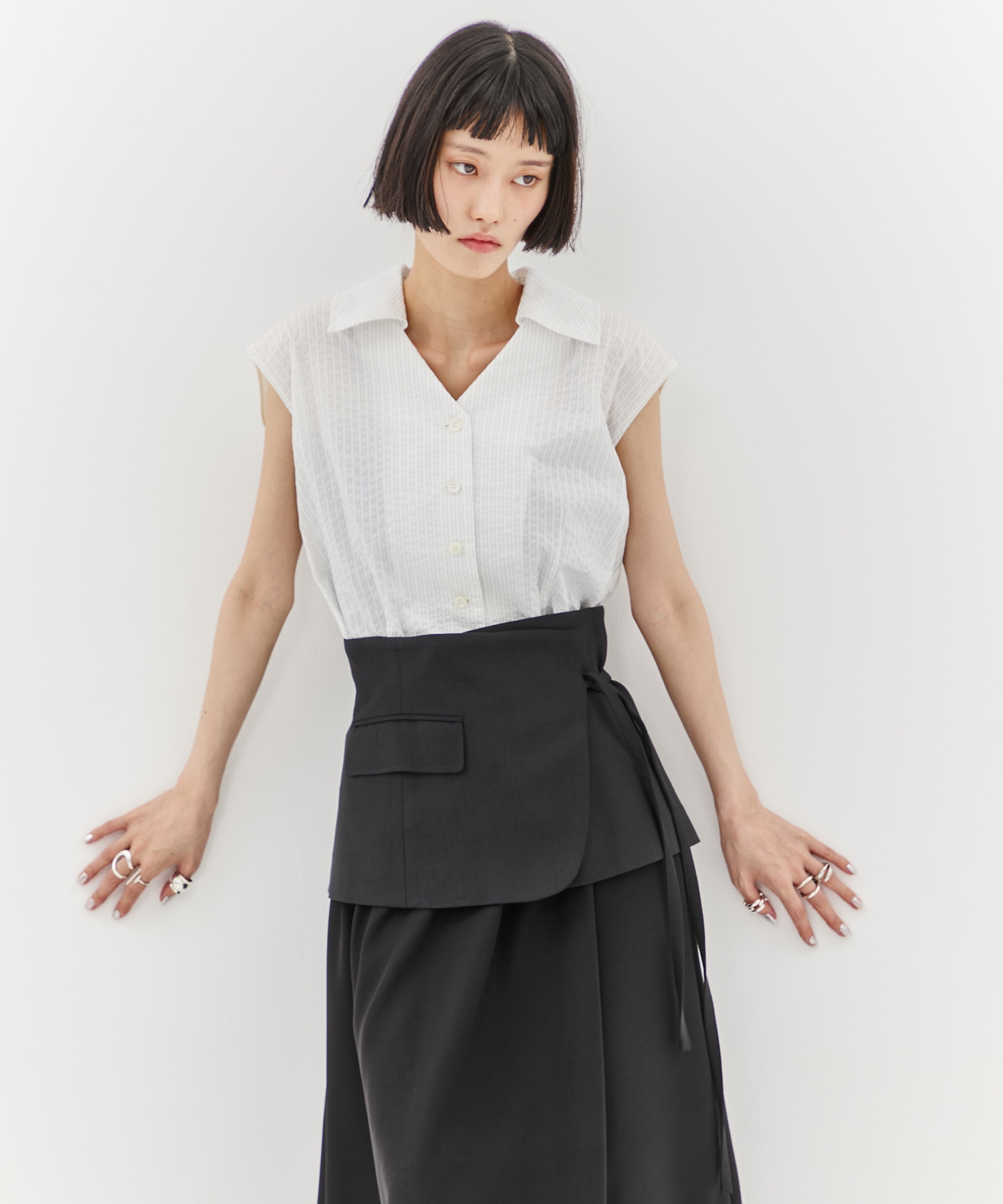 Seersucker Sleeveless Shirt STUDIOUS