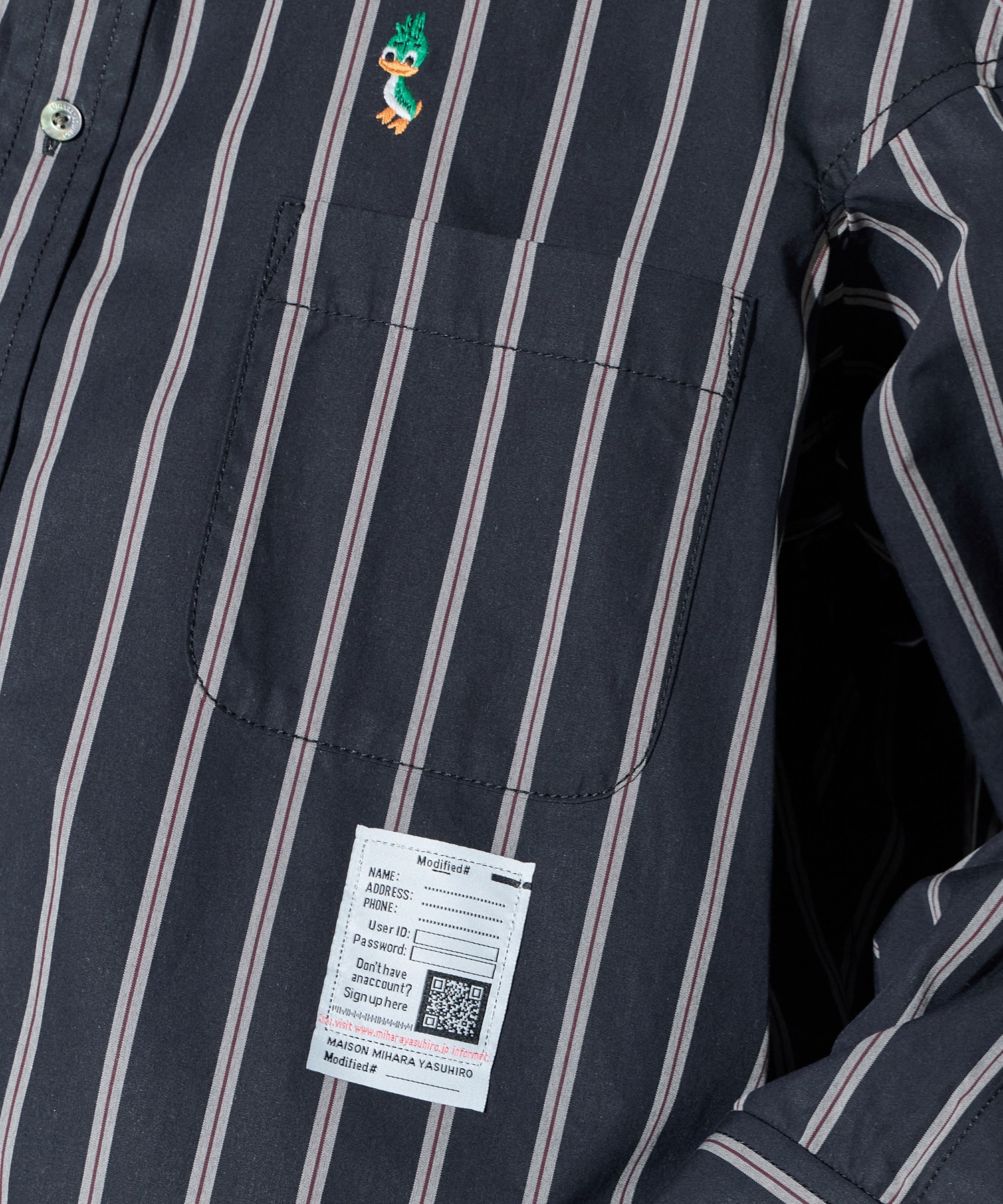 DUCK EMBROIDERY STRIPE SHIRTS Maison MIHARA YASUHIRO