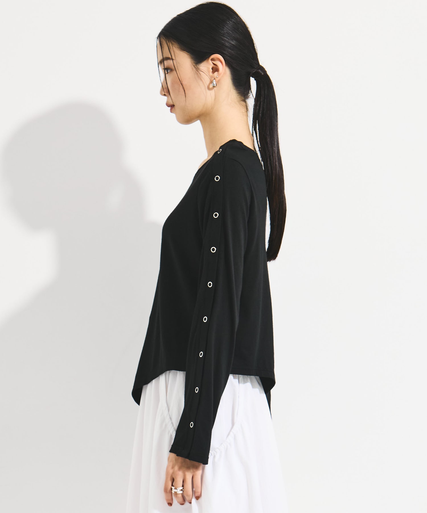 SHOULDER SNAP LONG SLEEVE TEE STUDIOUS