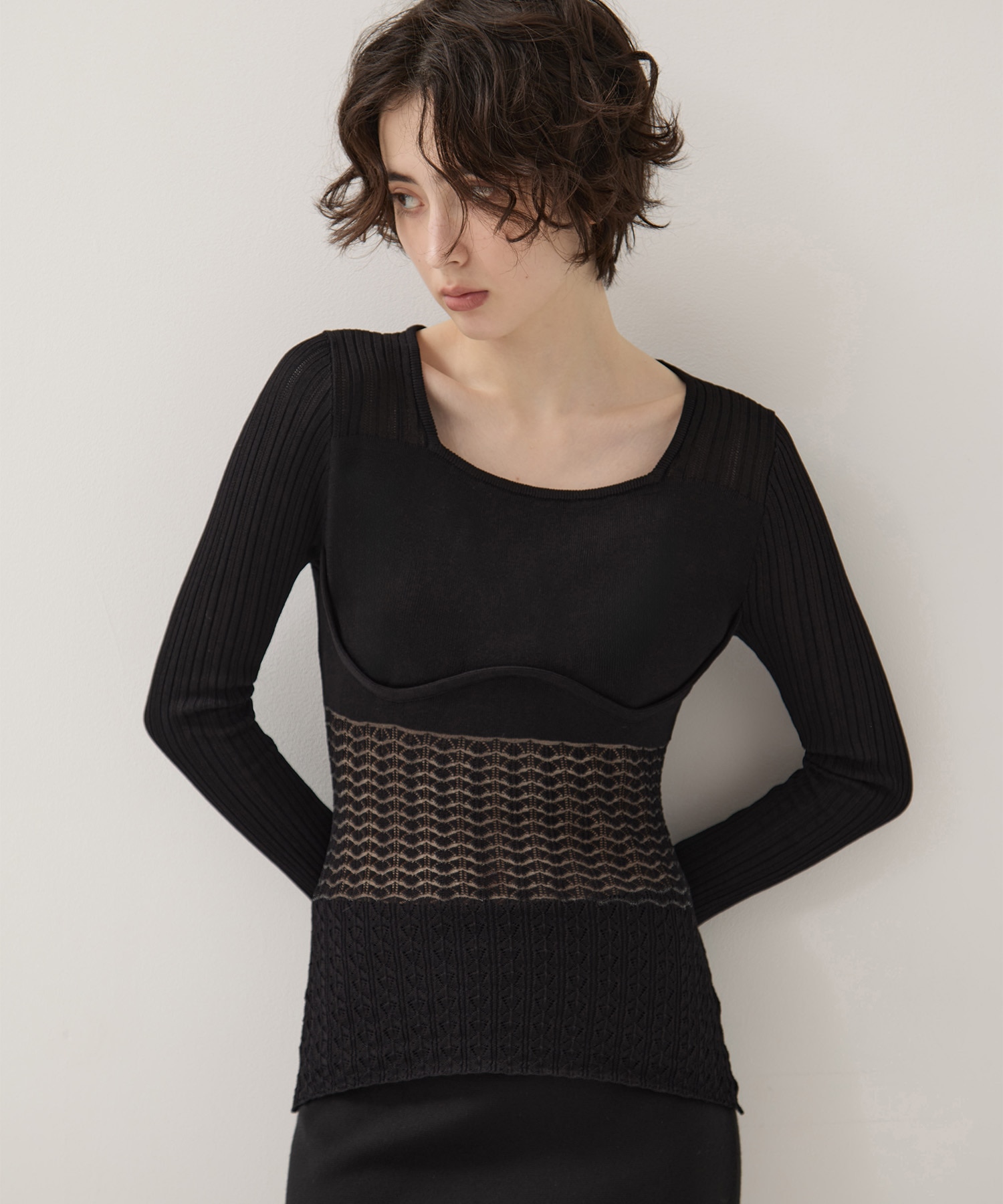 別注Square Neck Ripple Knit EMILY ODA