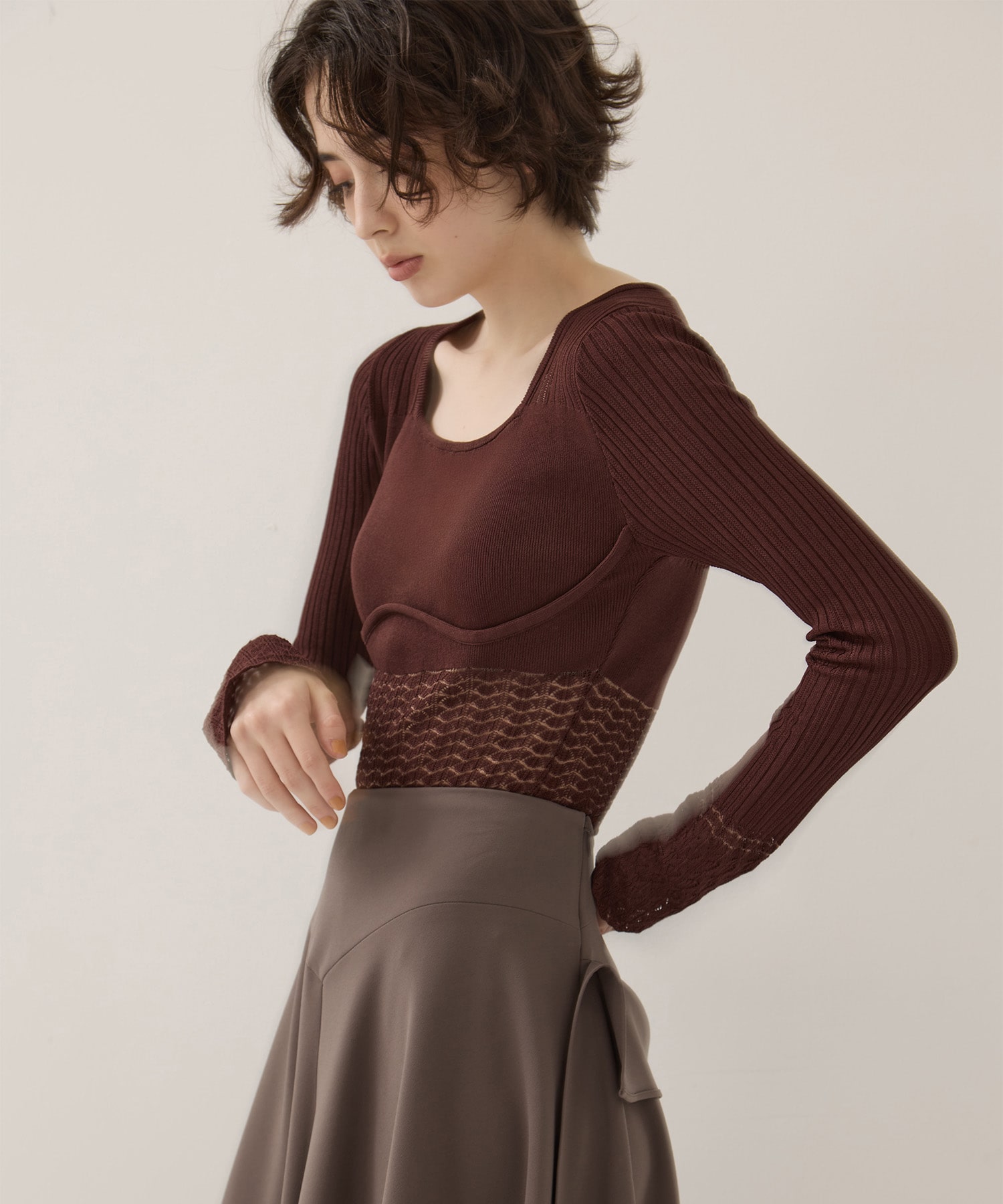 別注Square Neck Ripple Knit EMILY ODA