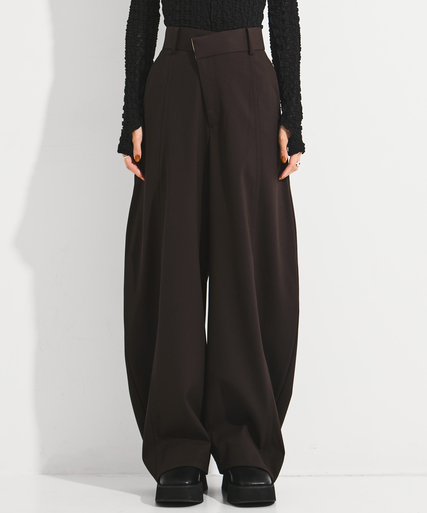 Wool Barrel Leg Trousers STUDIOUS