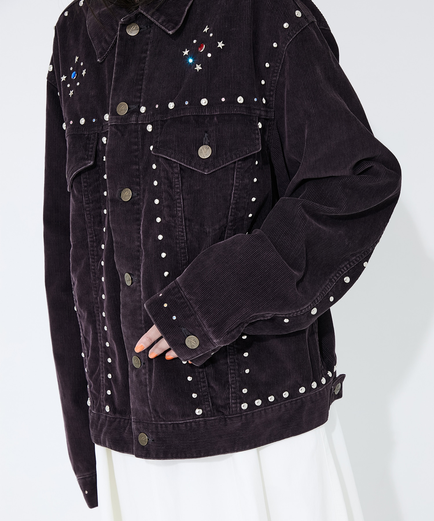 Studded Jean Jacket - 14W Corduroy Needles