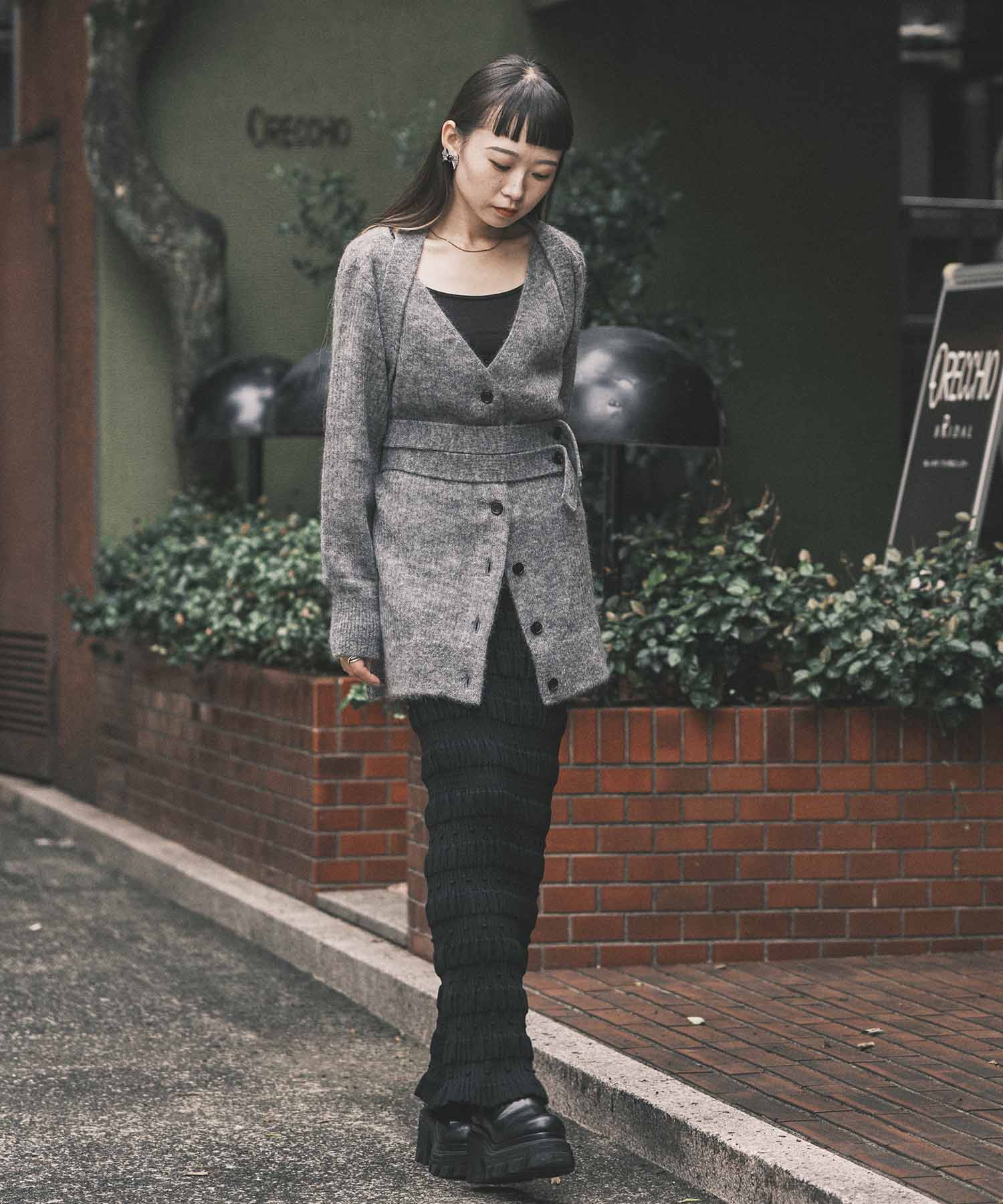 Mohair knit belted cardigan FETICO