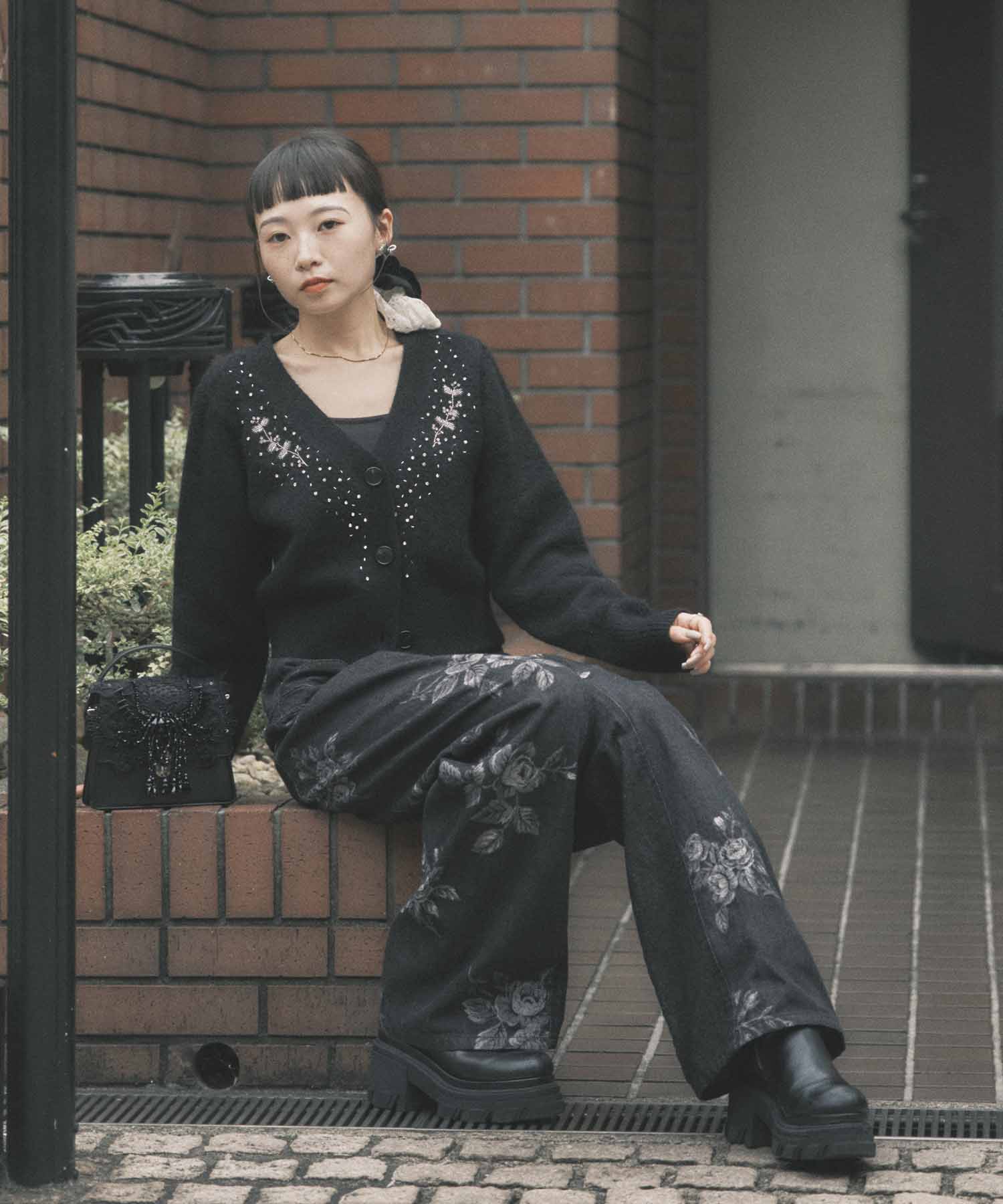 Jacquard-knit V-neck cardigan FETICO