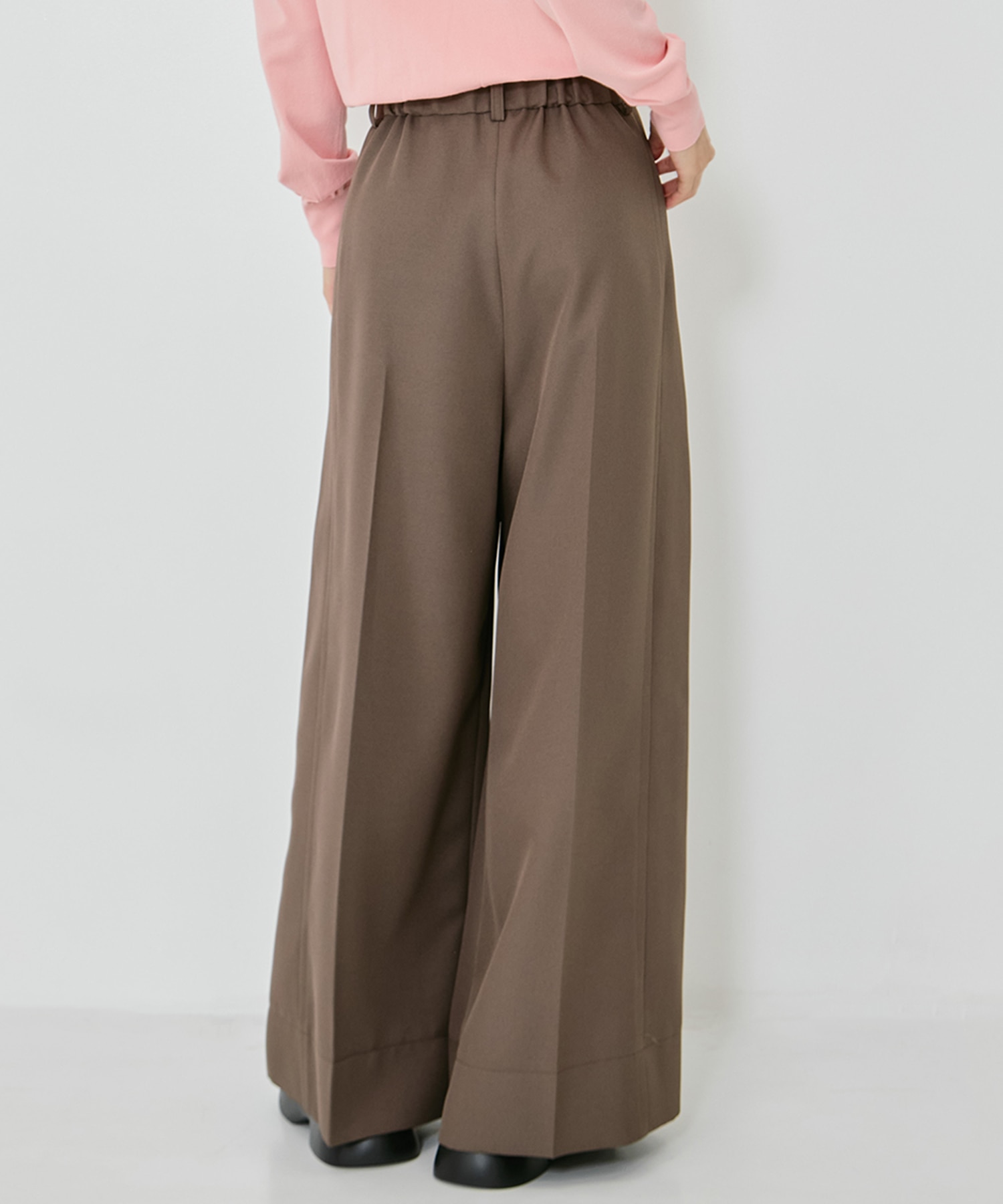 Asymmetric Tucked Flare Trousers STUDIOUS