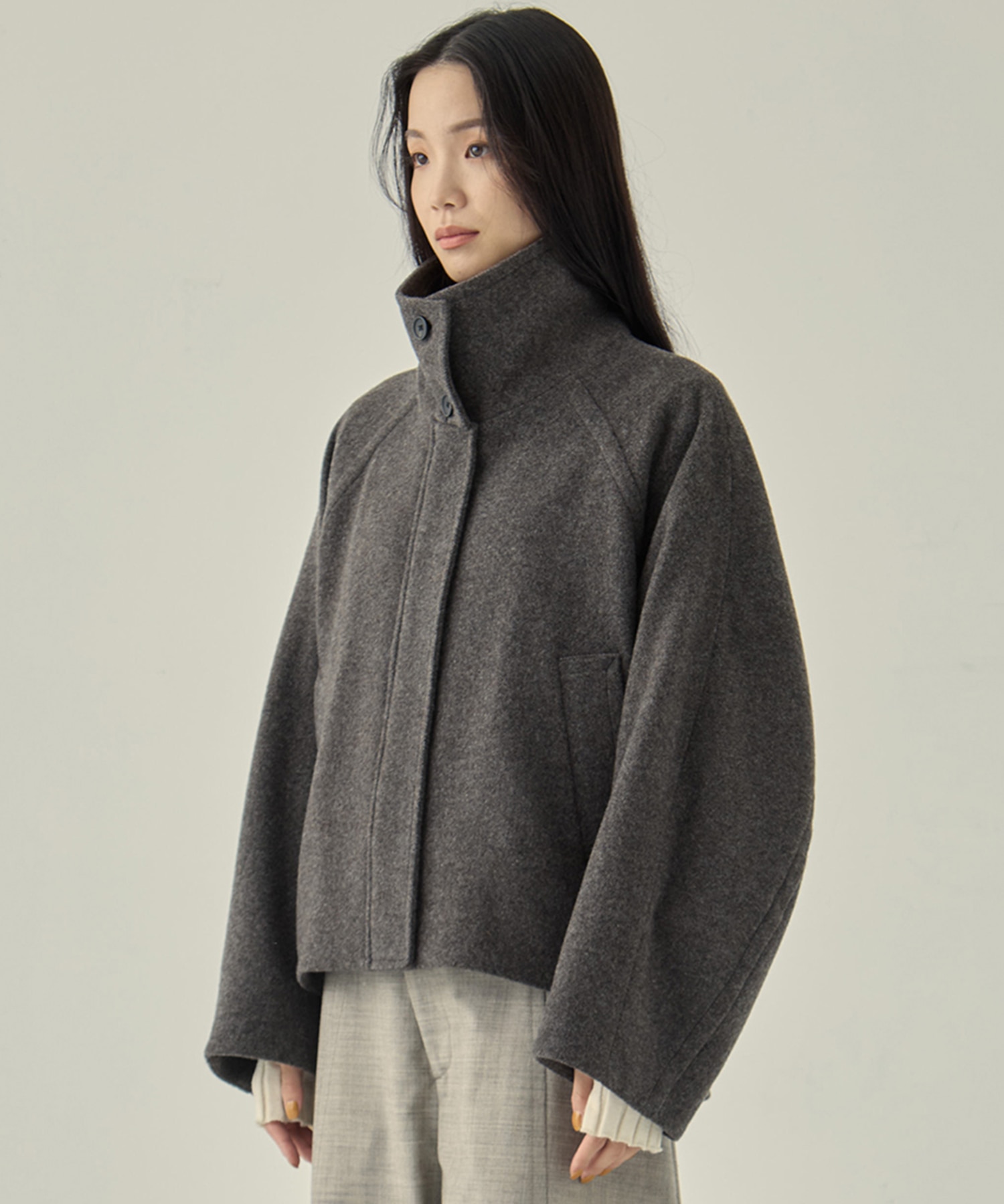 Stand Collar Wool Blouson STUDIOUS