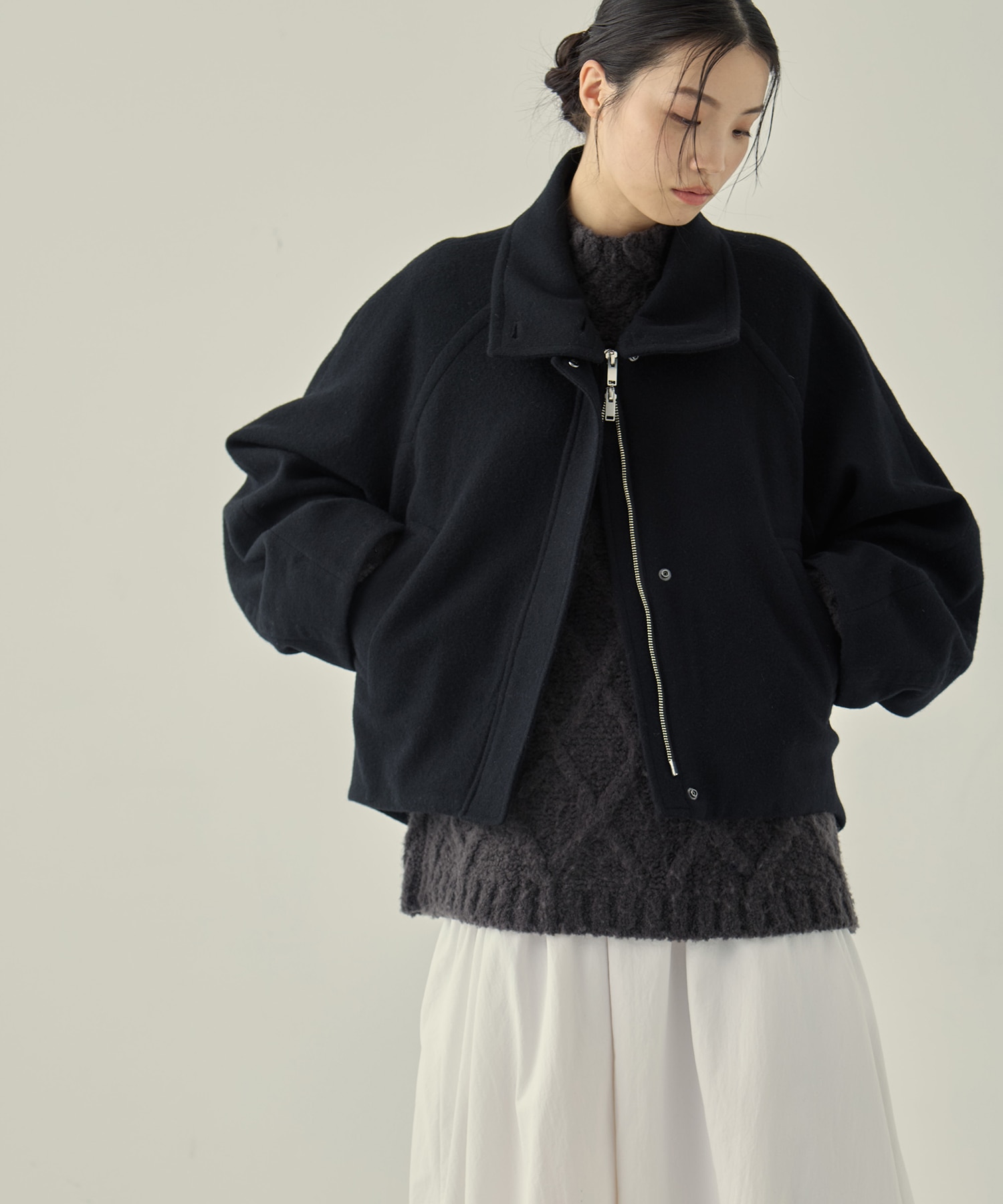 Stand Collar Wool Blouson STUDIOUS