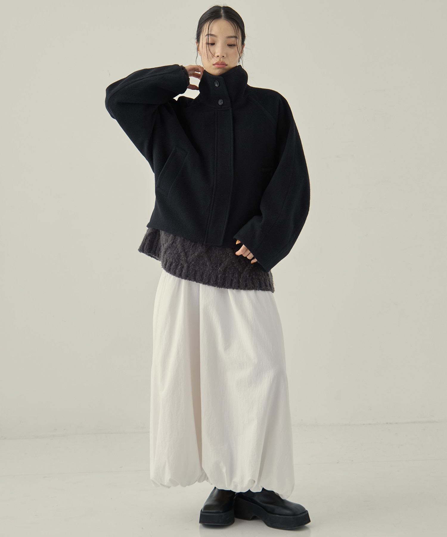 Stand Collar Wool Blouson STUDIOUS