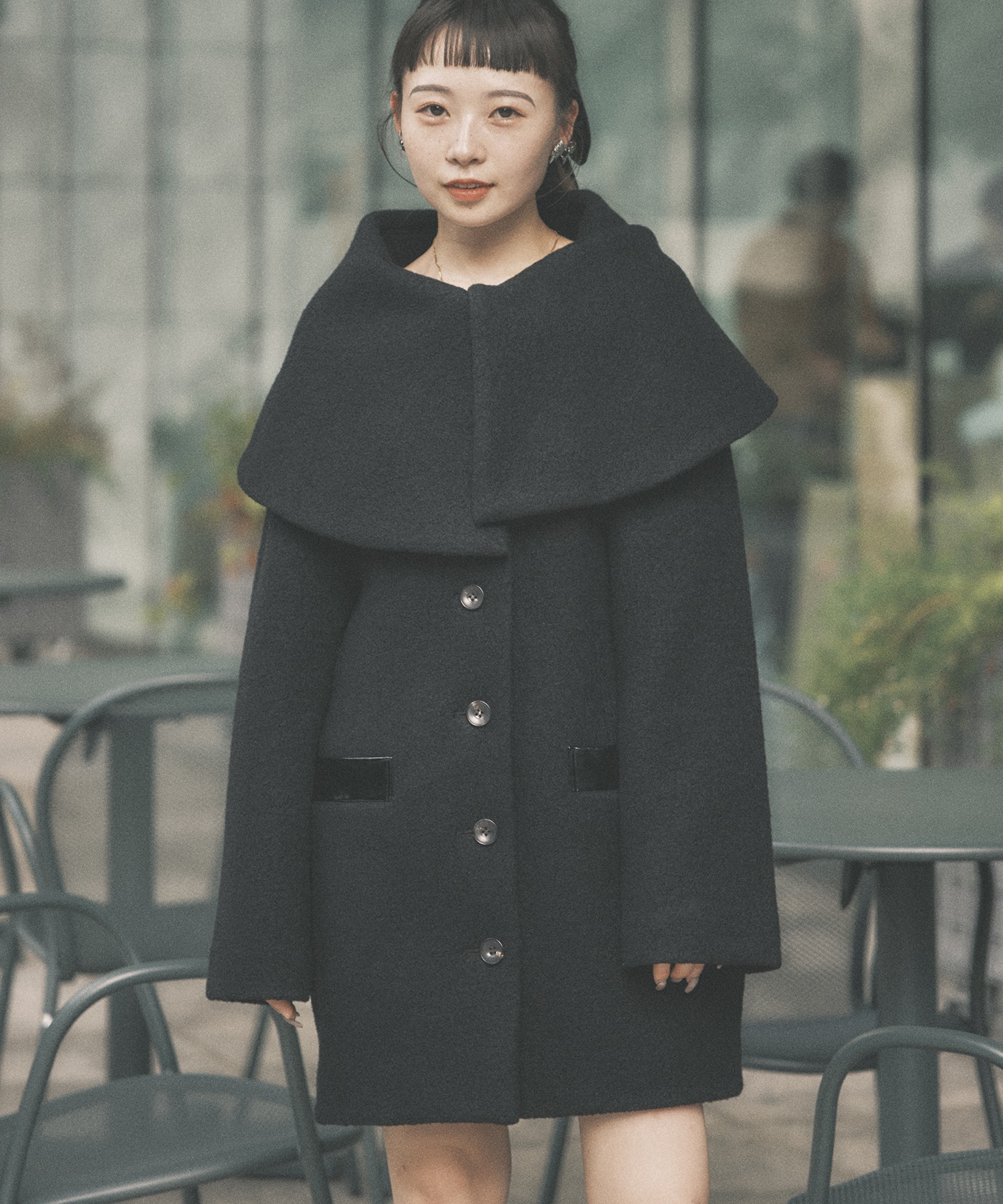Boucle wool cape coat FETICO