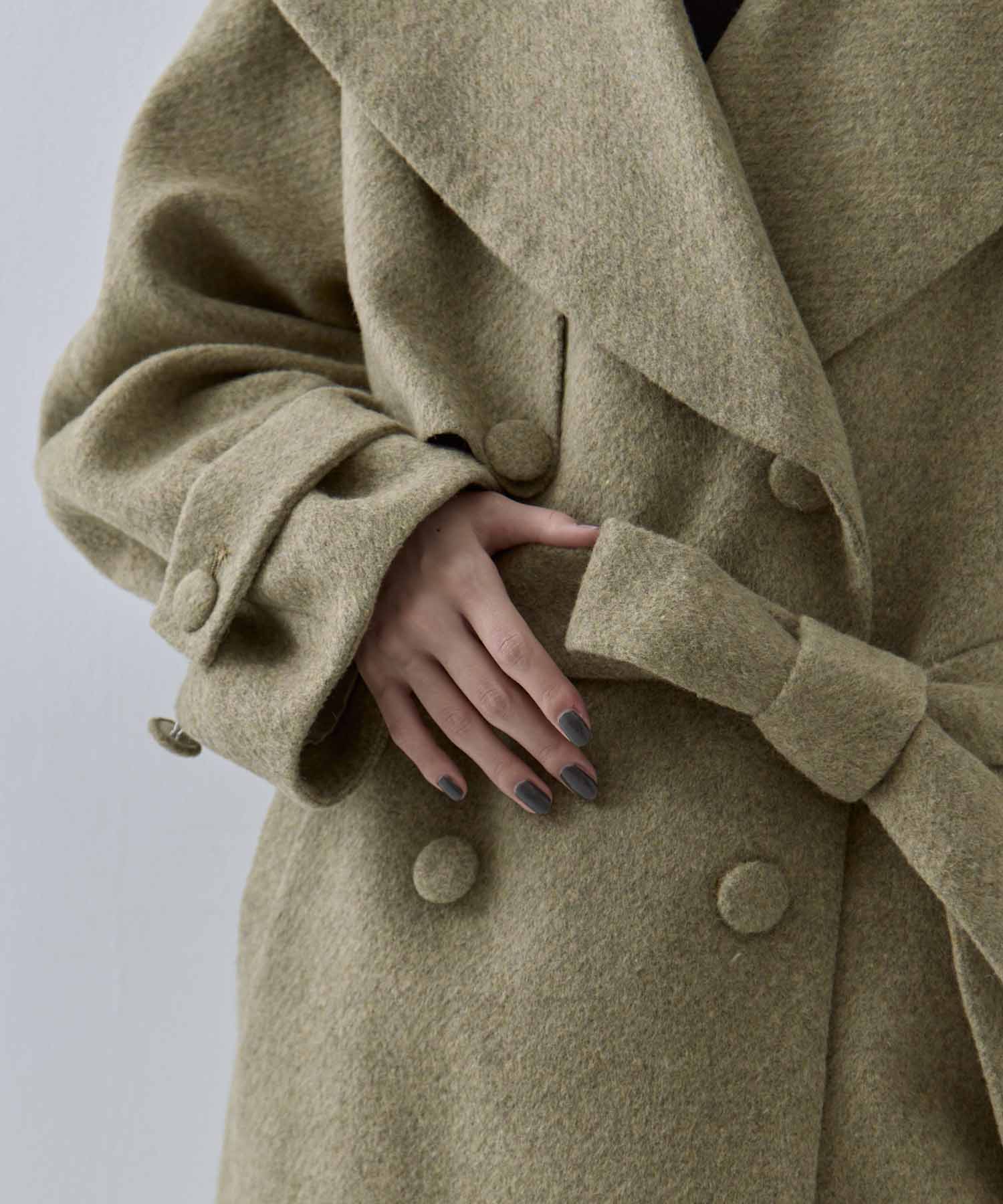 UND BIG ROUND COLLAR WOOL LONG COAT AMERI