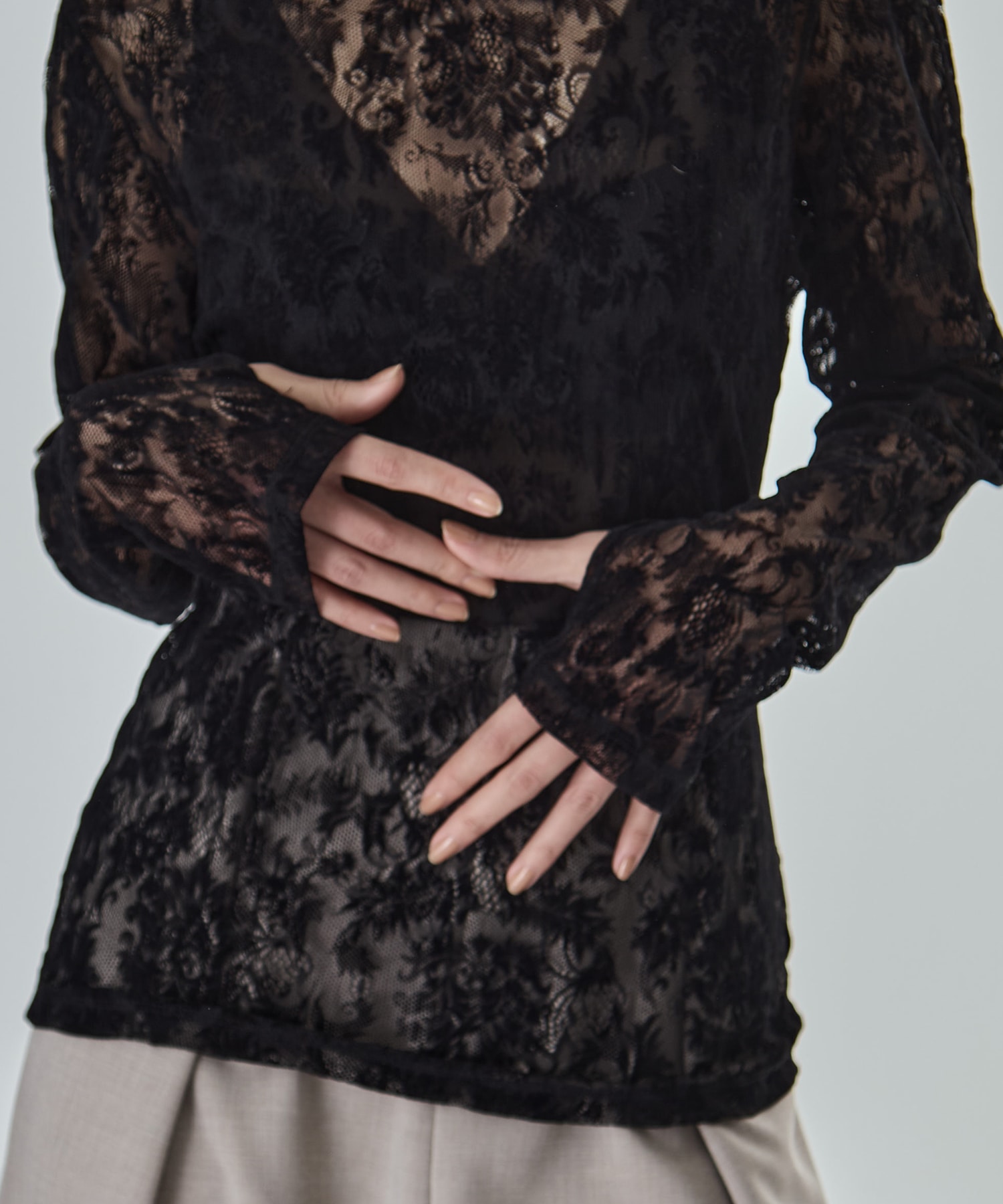 Stretch Flocky Lace Top STUDIOUS