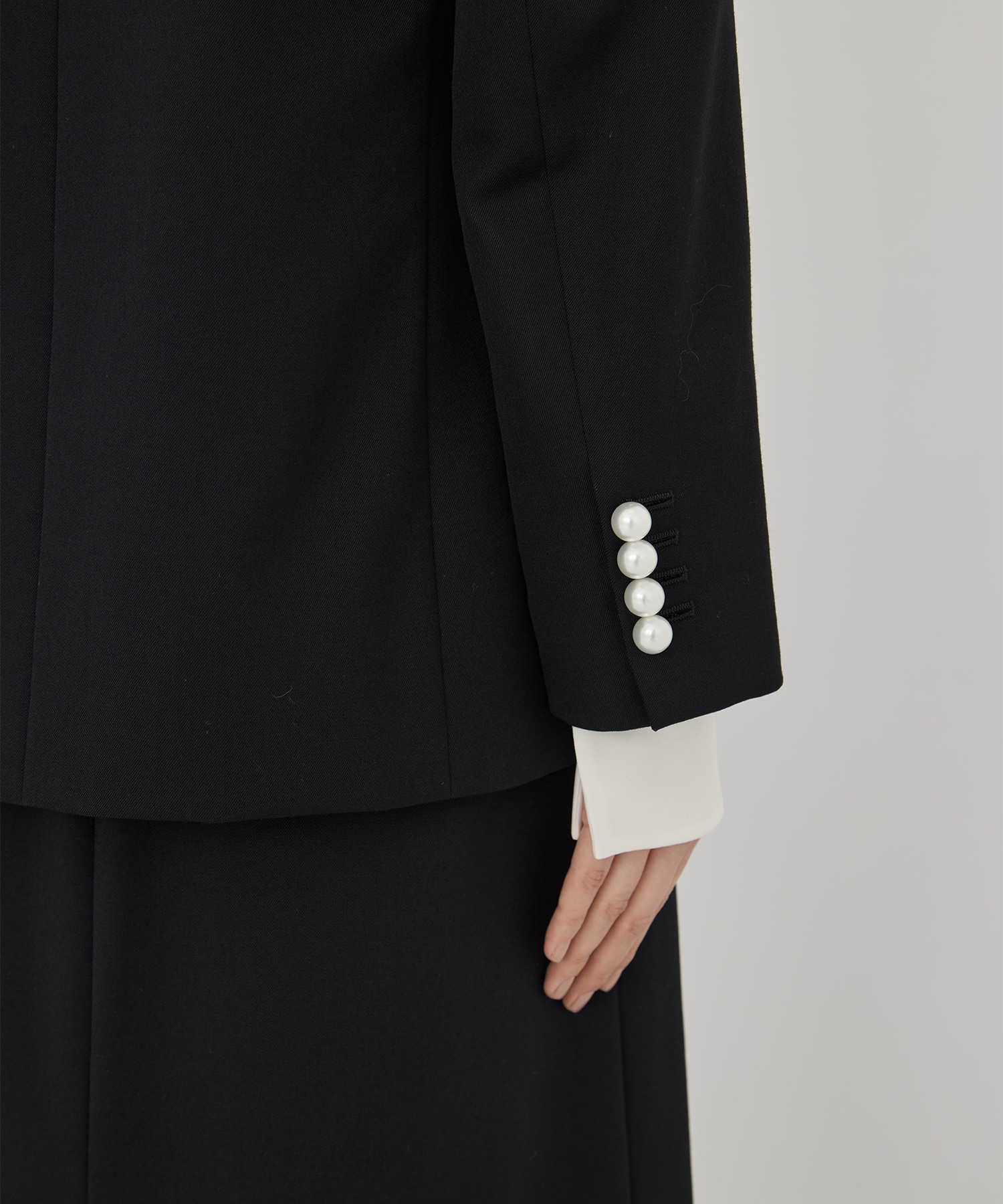 BLACK FORMAL NO COLLAR JACKET CINOH