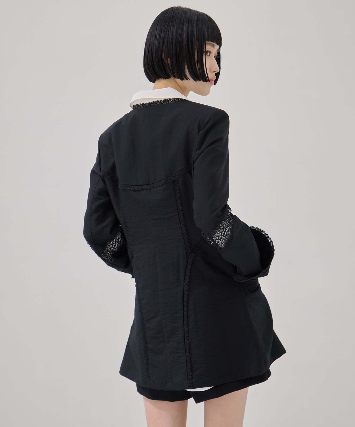 別注 LACE-PANELED SHIRT JACKET FETICO