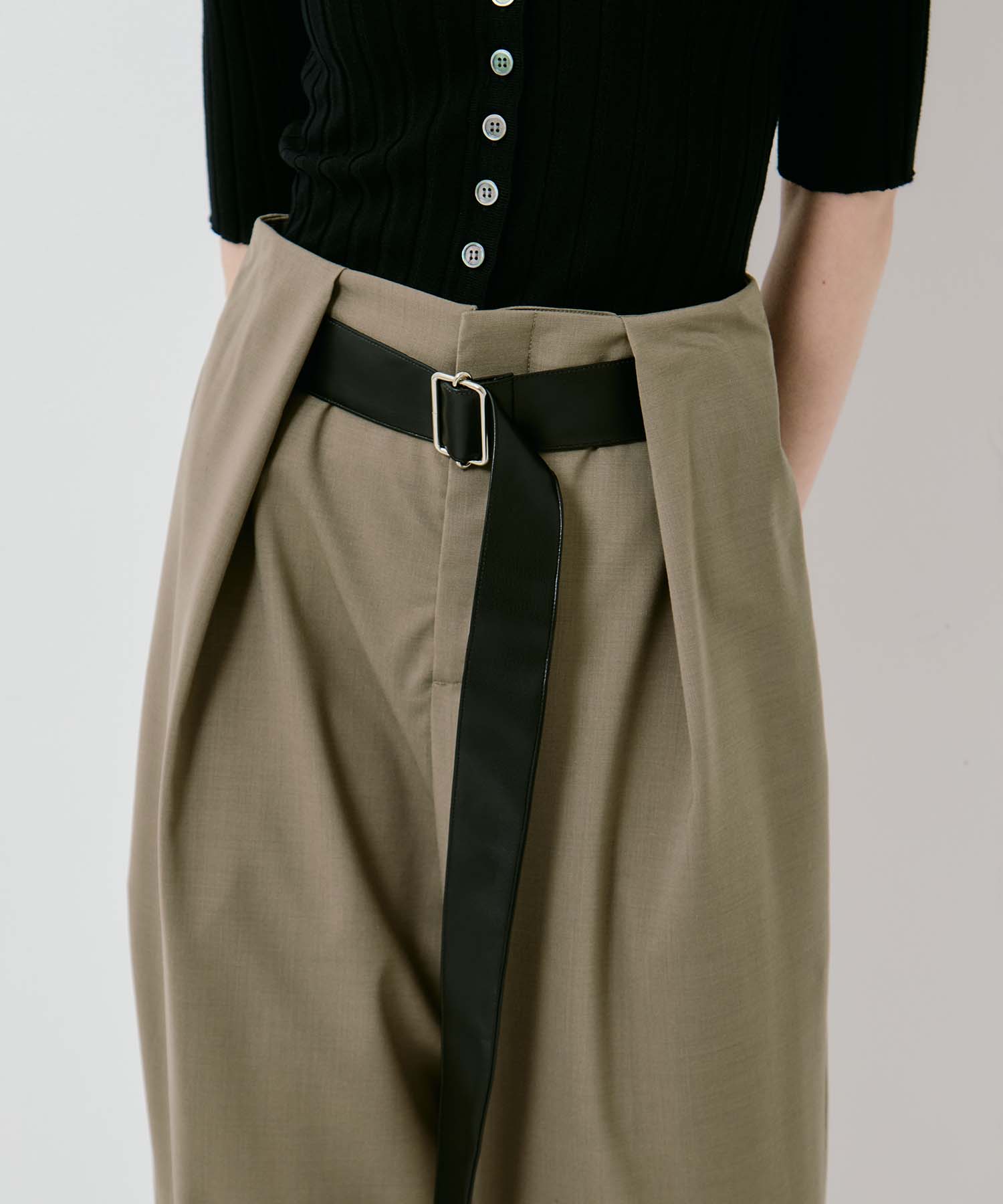 Summer Wool Belted Trousers STUDIOUS