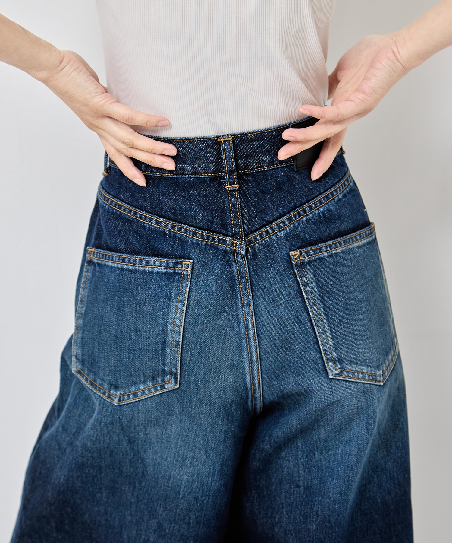別注 WASHED DENIM CUT OUT WIDE PANTS JOHN LAWRENCE SULLIVAN