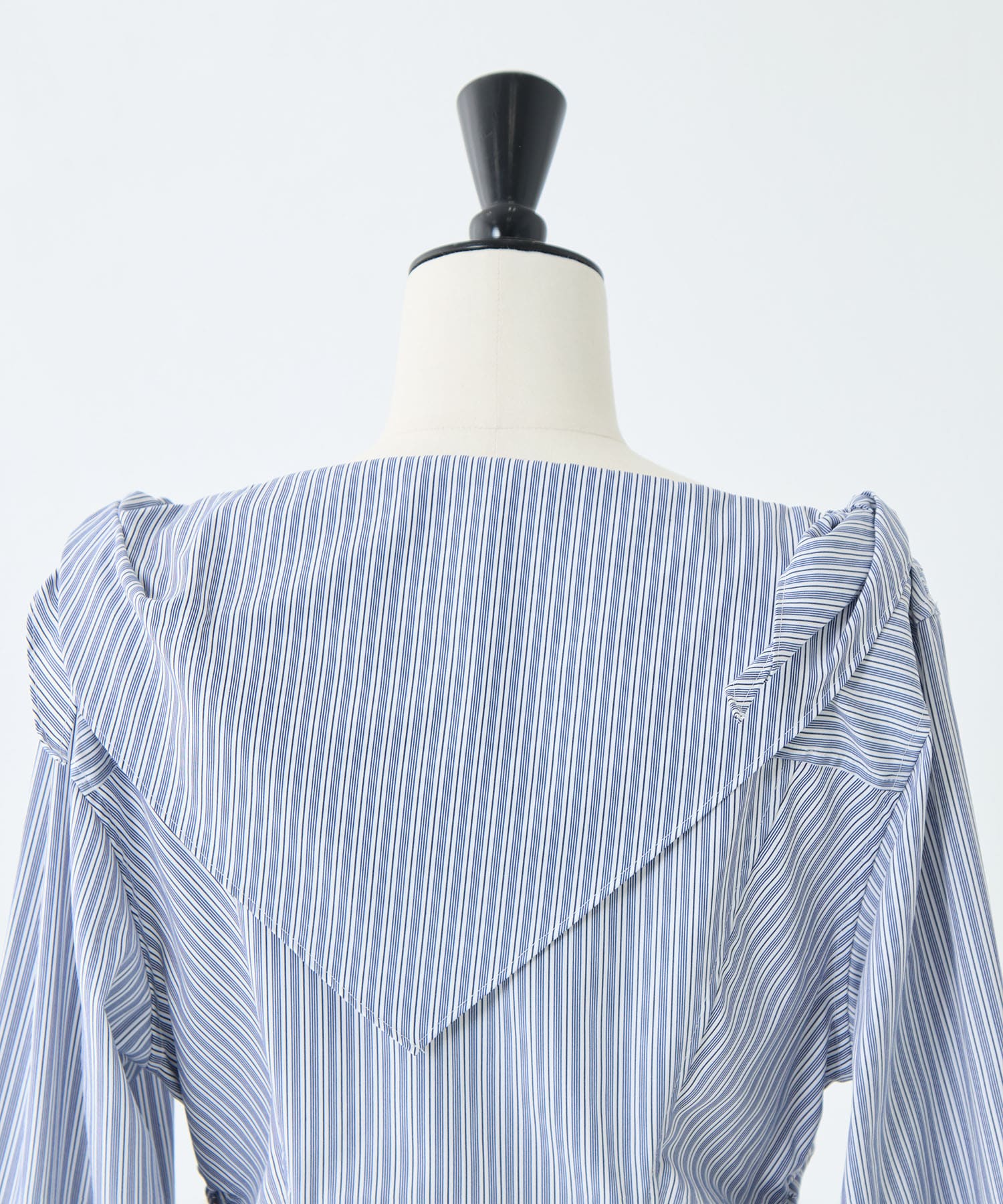 COTTON STRIPE SCARF COLLAR BLOUSE FETICO