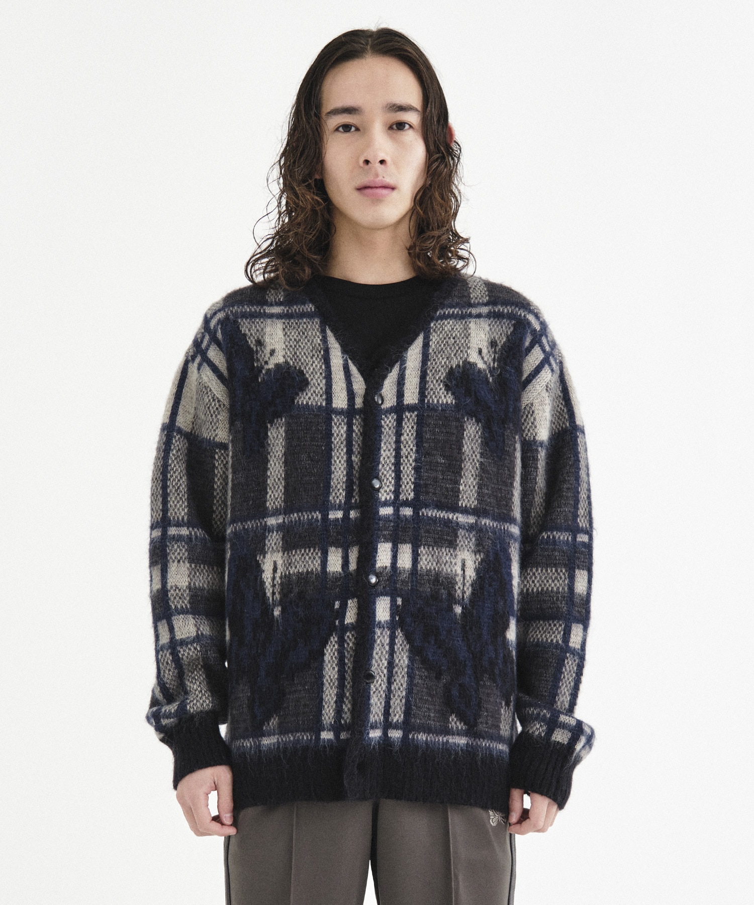 〈別注〉Mohair Cardigan - Original Check With Papillon NEEDLES