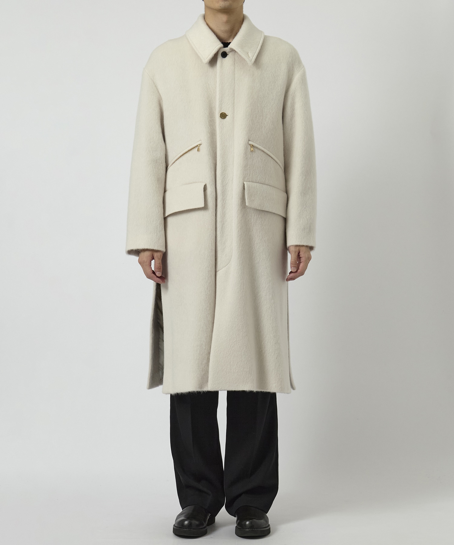 Moheir Mix Shaggy Double Pocket Long Coat CULLNI