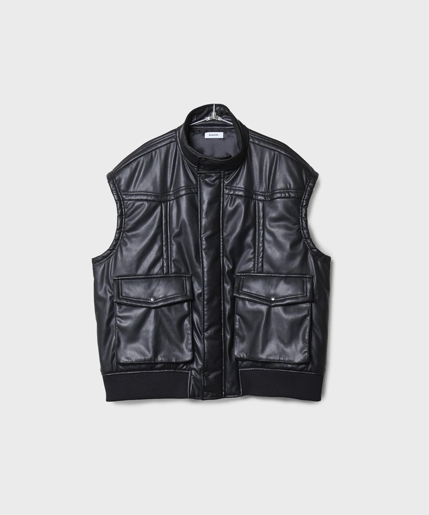 Patted Faux Leather Vest BASICKS