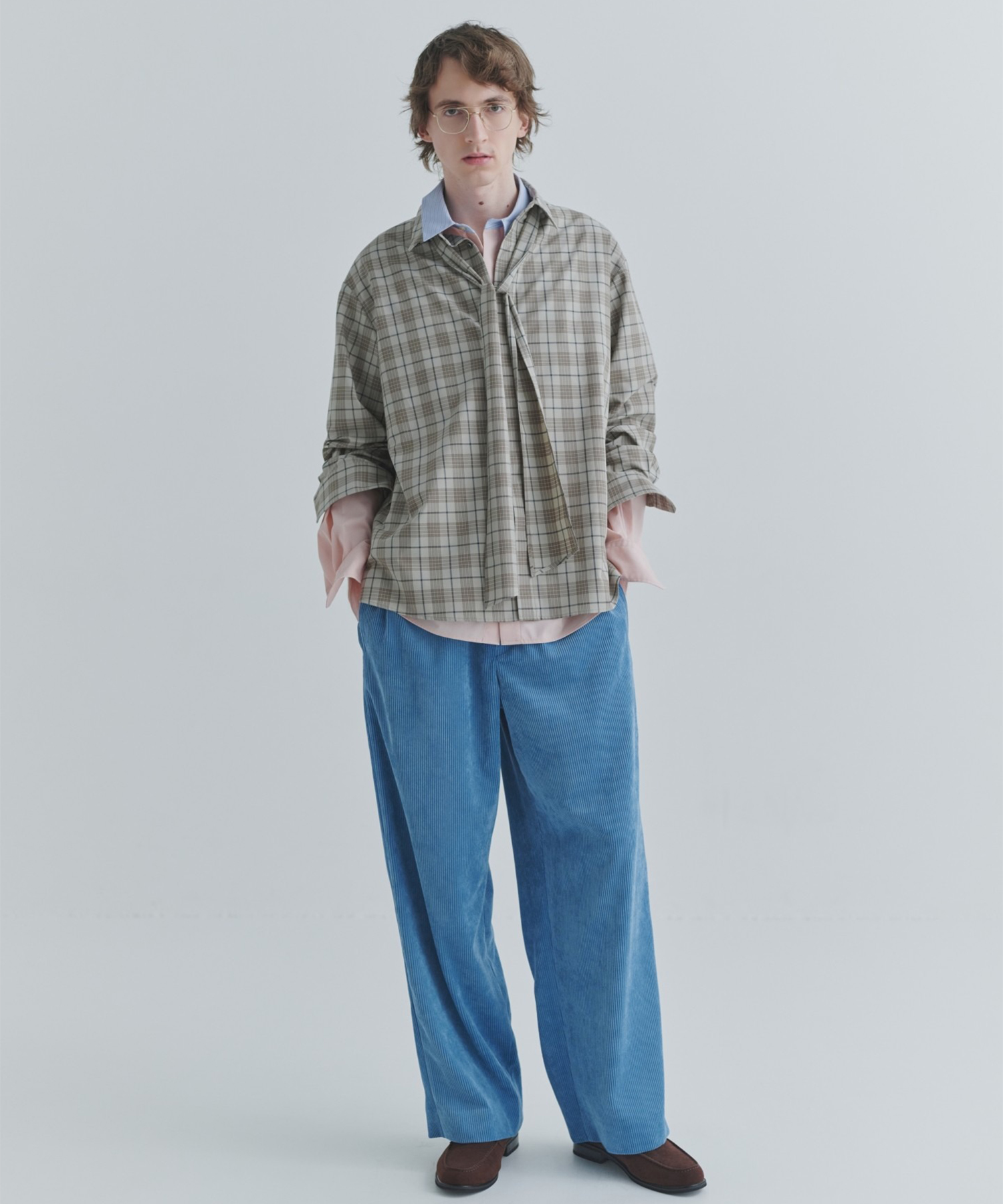 Tartan Check Bow-Tie Long Sleeve Shirt CULLNI