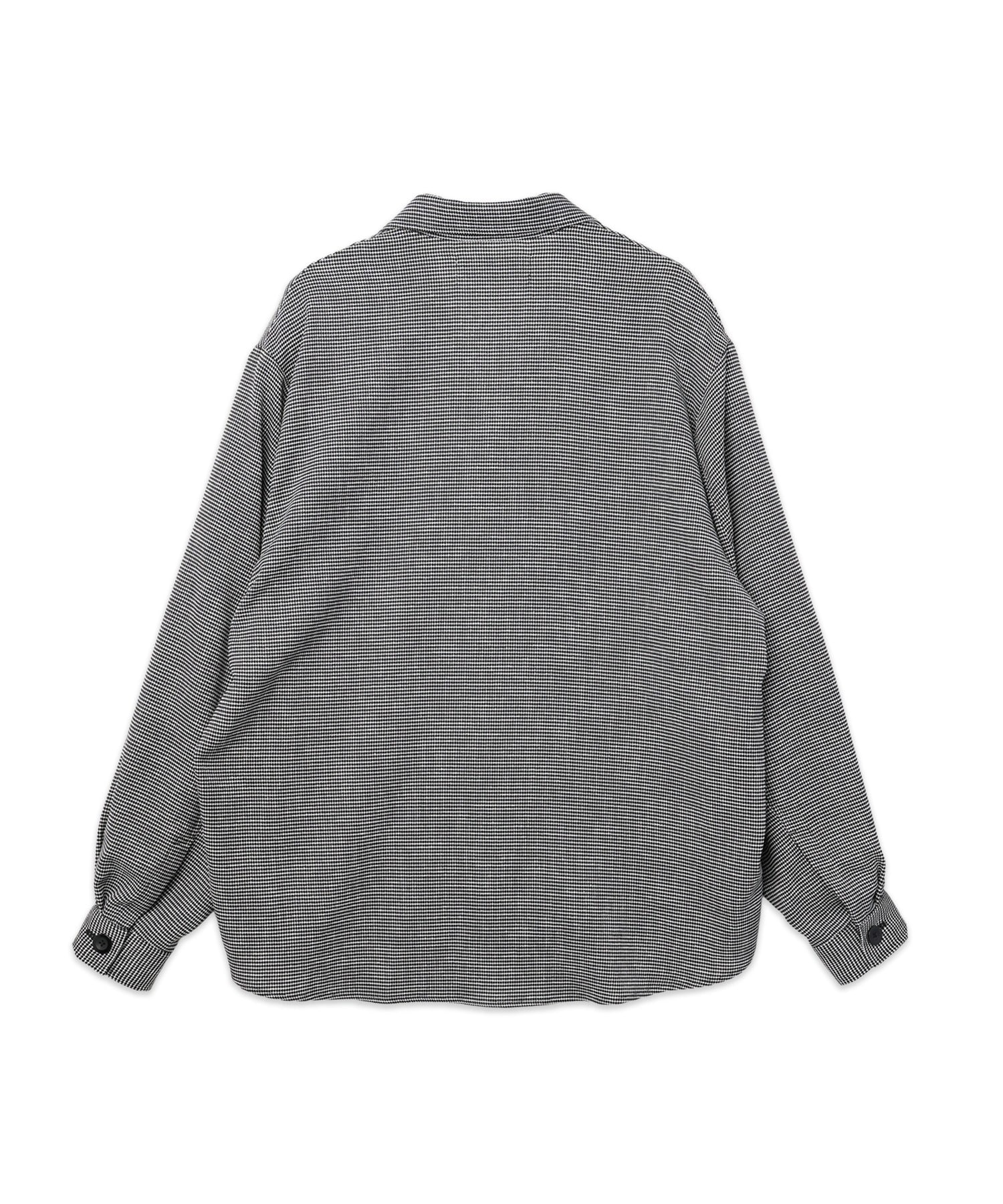 Mix Yarn Mesh Notched Lapel Shirt Blouson CULLNI