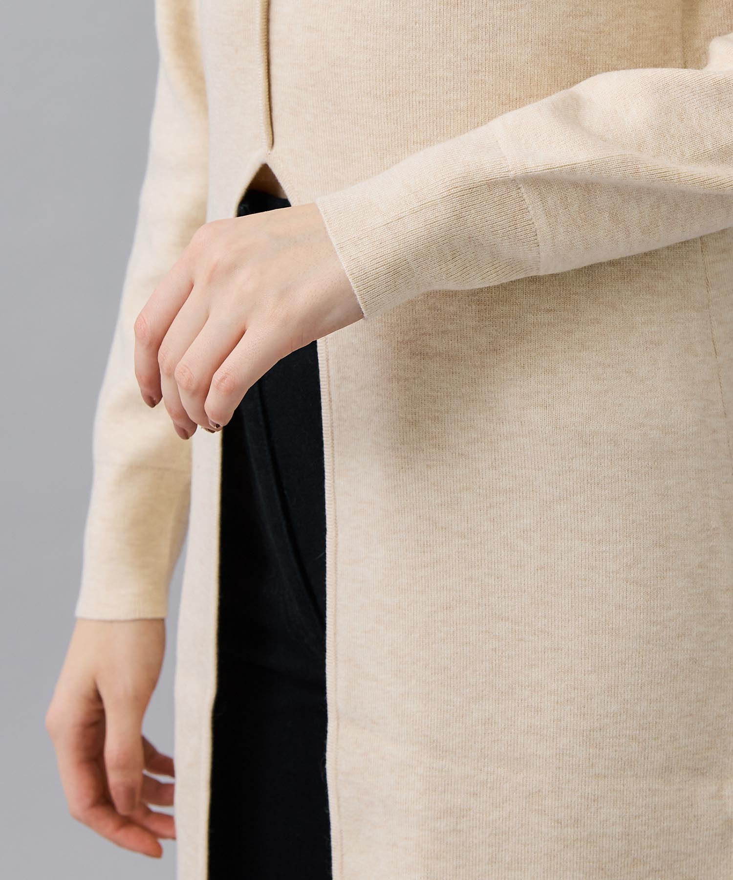 MILITARY SLIT LONG KNIT TOPS(1 IVORY): CLANE: WOMENS｜ STUDIOUS