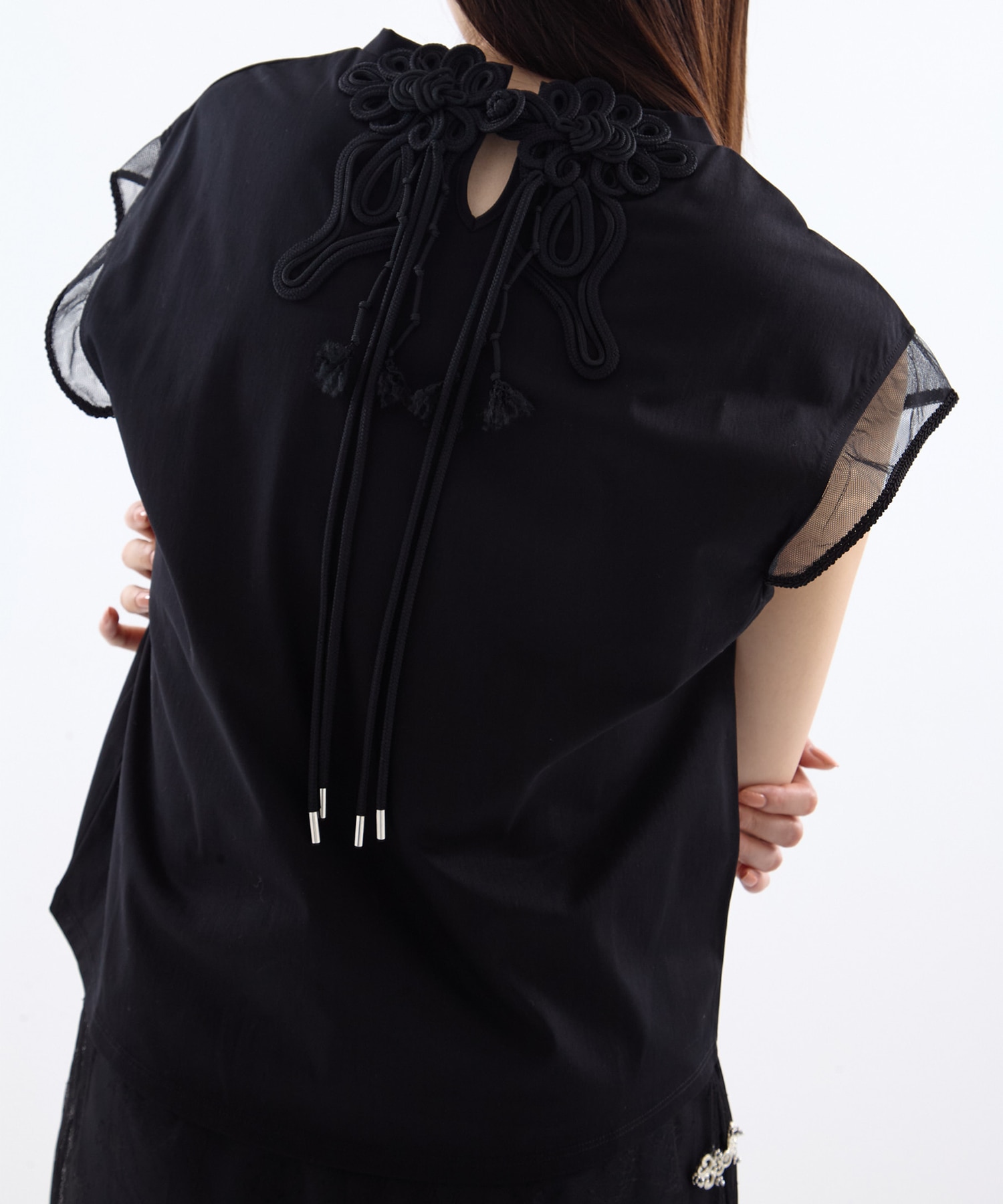 別注 China ribbon no sleeve T-shirt tanakadaisuke
