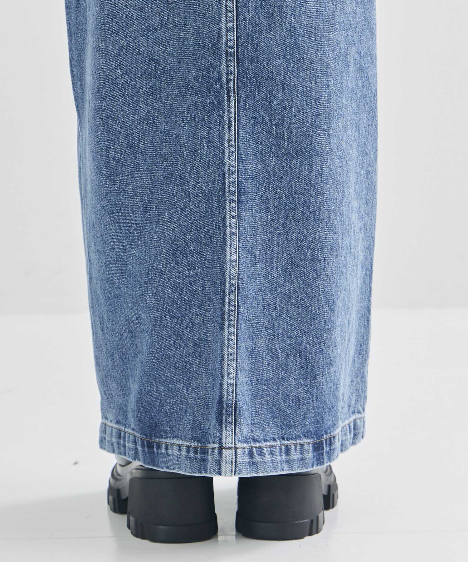 WASHED DENIM ZIPPED LONG SKIRT JOHN LAWRENCE SULLIVAN