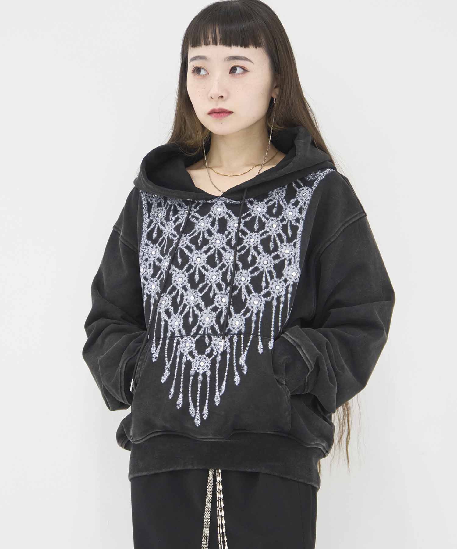 rhombus metal print bijou hoodie tanakadaisuke