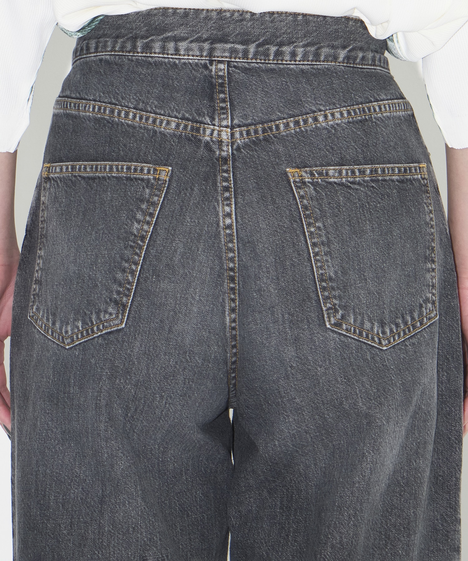 WASHED DENIM WIDE PANTS (SHORT LENGTH) JOHN LAWRENCE SULLIVAN