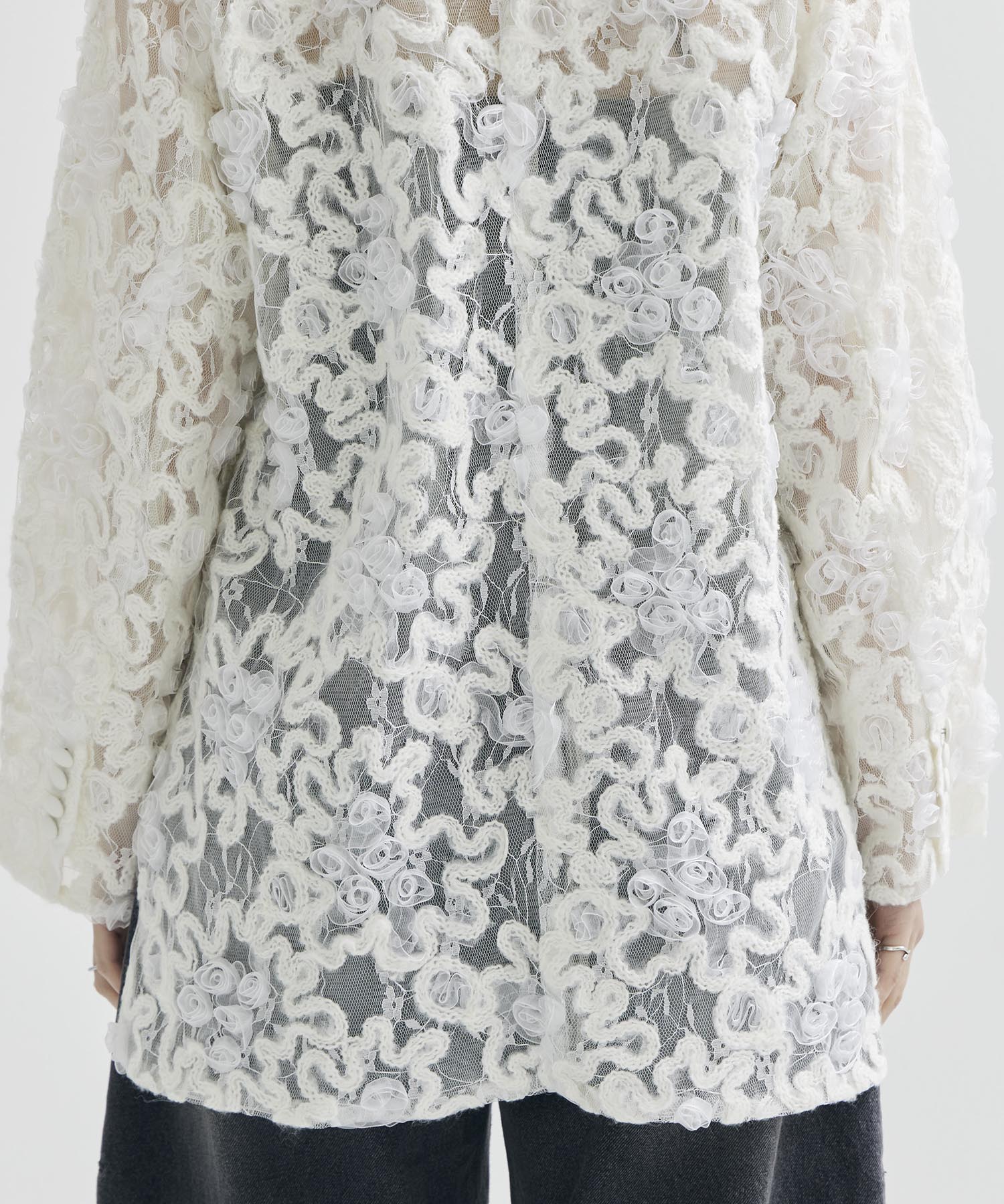 FLOWER MIX LACE SHEER JACKET AMERI