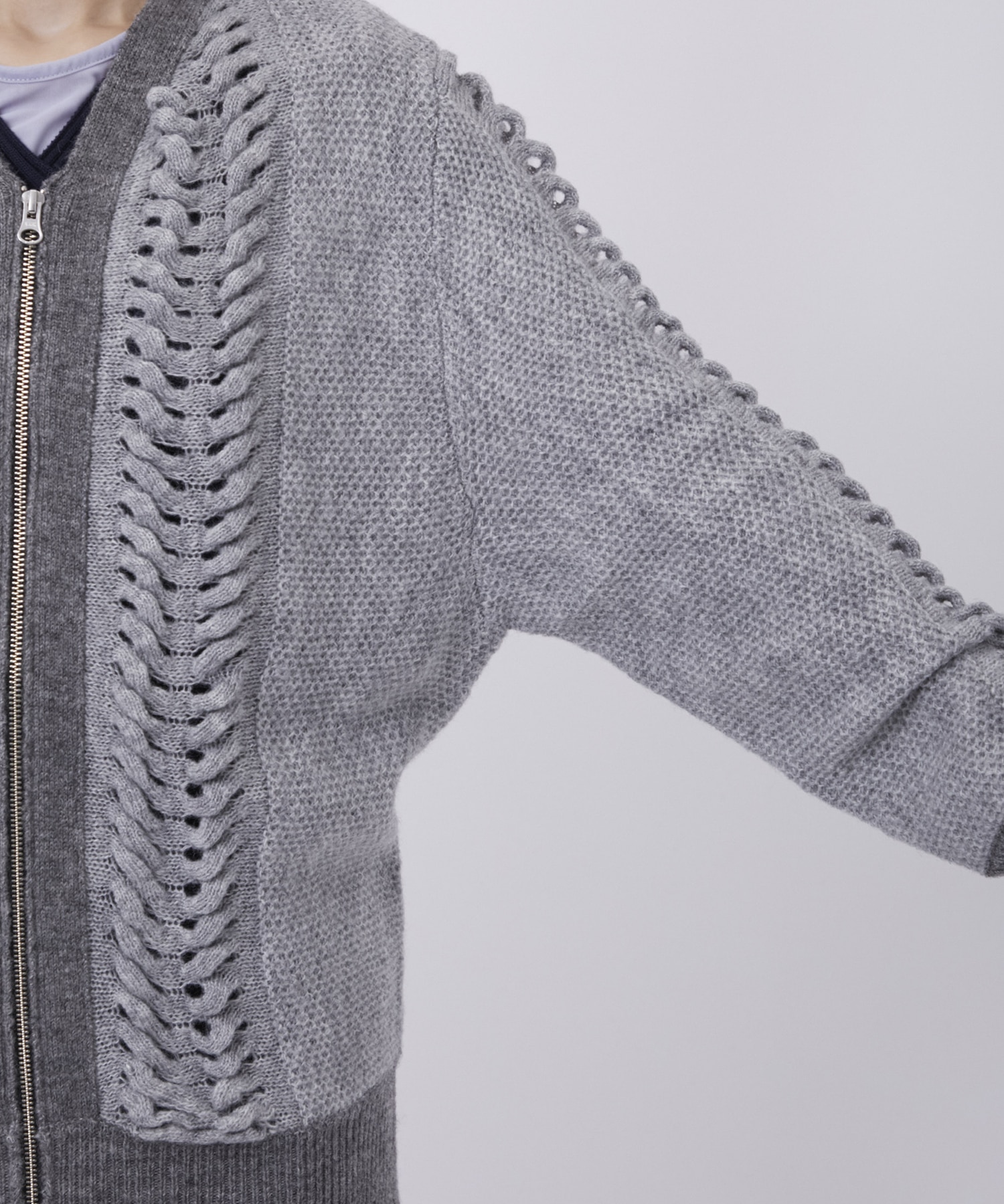 ウールモヘアZIP Knit Cardigan PEIEN