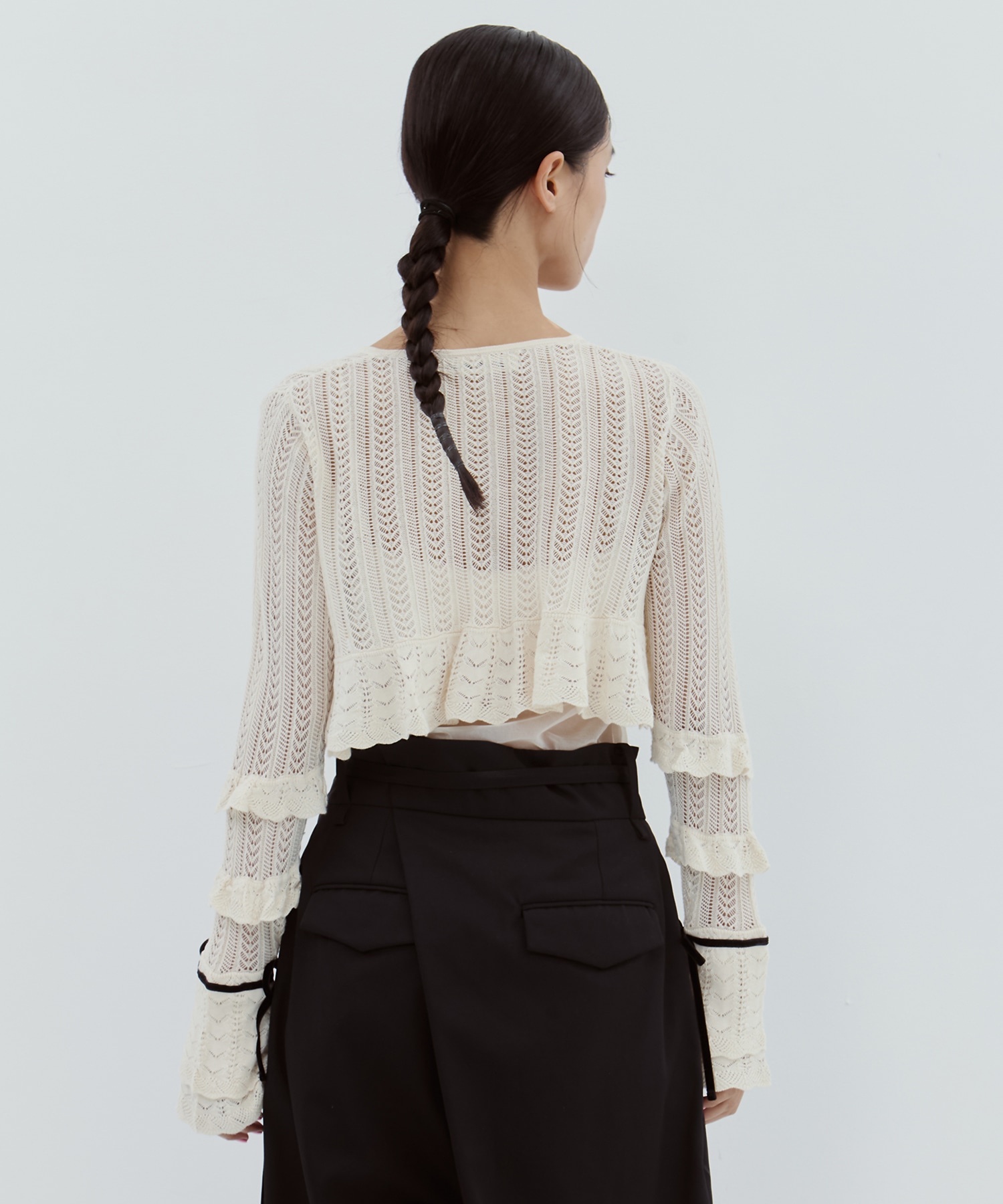 double ribbon knit cardigan tanakadaisuke