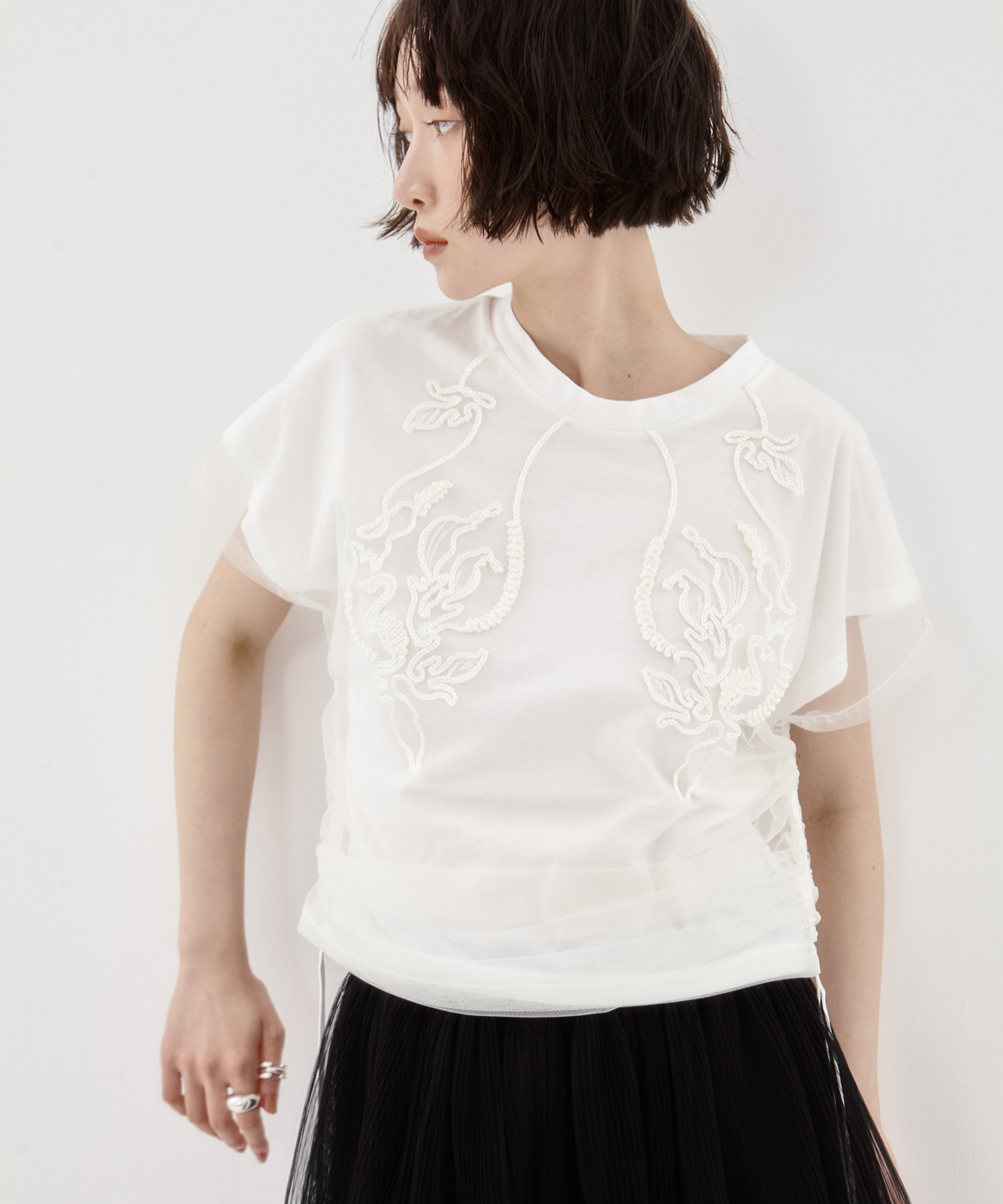 EX.embroidered tulle layered tops MURRAL