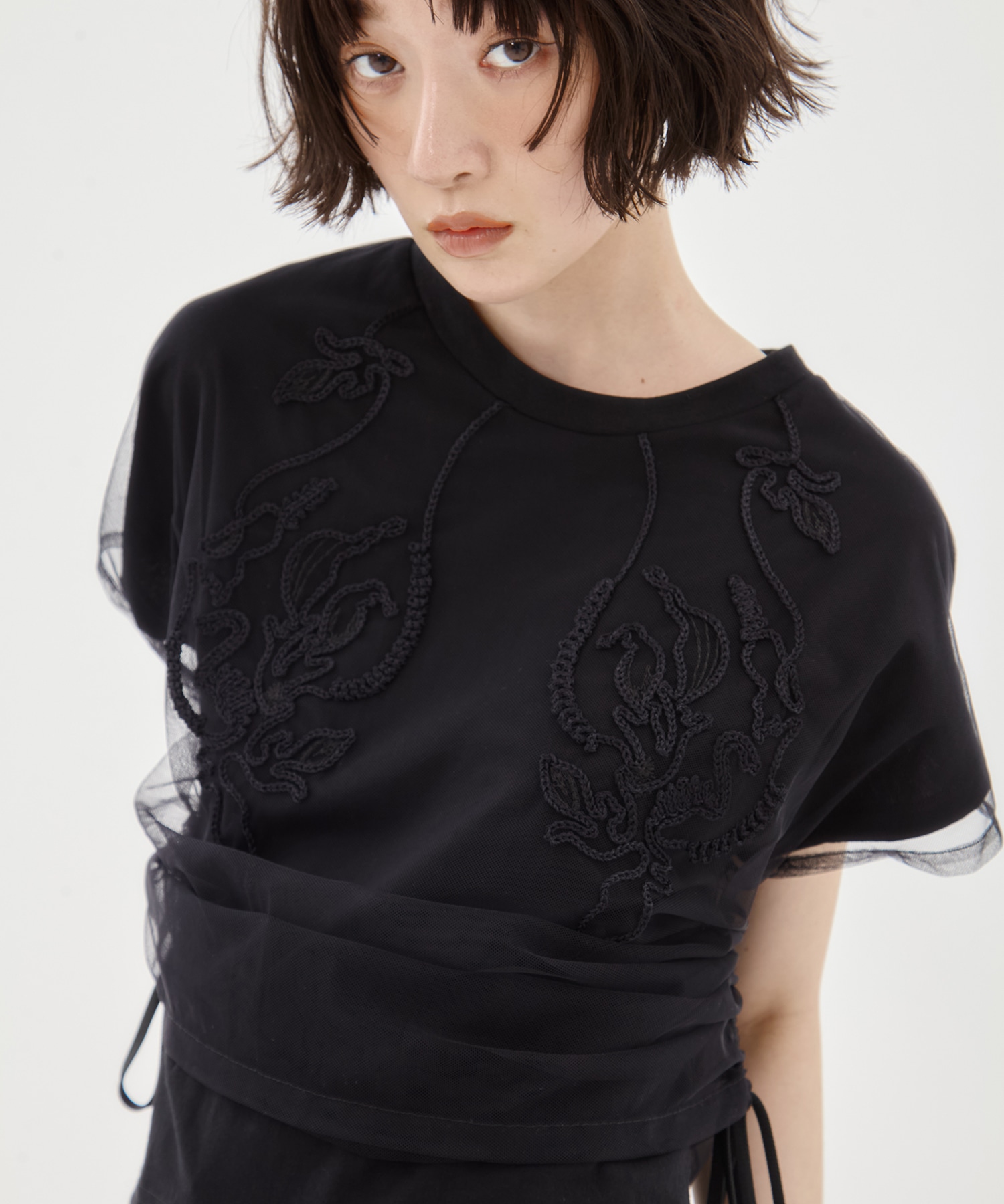 EX.embroidered tulle layered tops MURRAL
