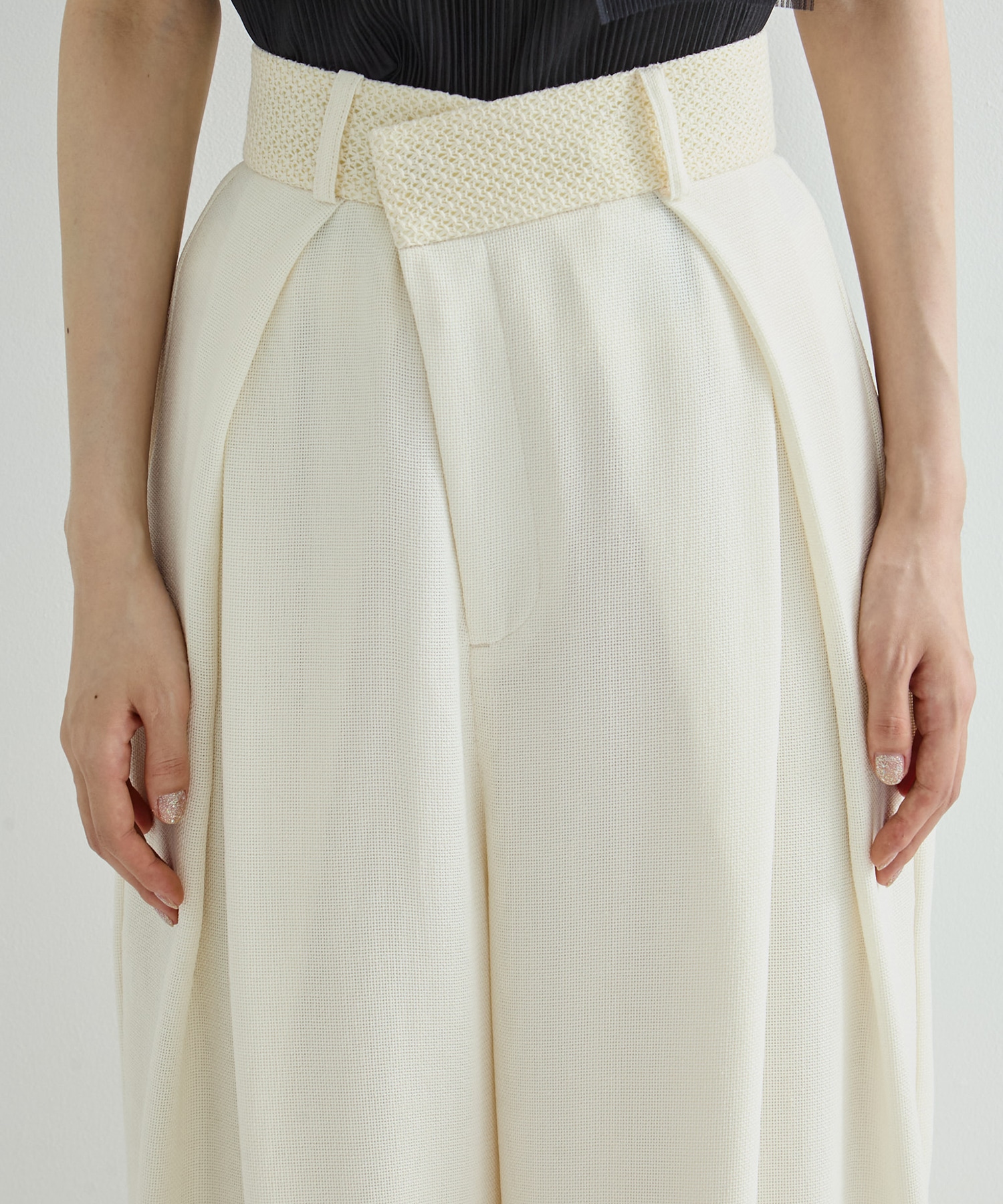 Asymmetric Front Mesh Trousers STUDIOUS