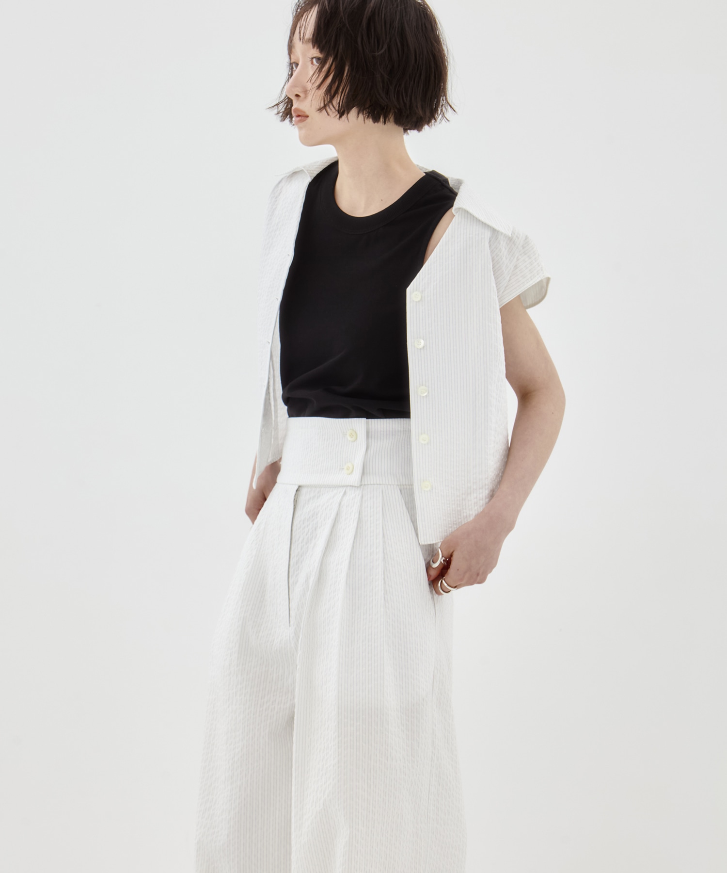 Seersucker Flare Pants STUDIOUS