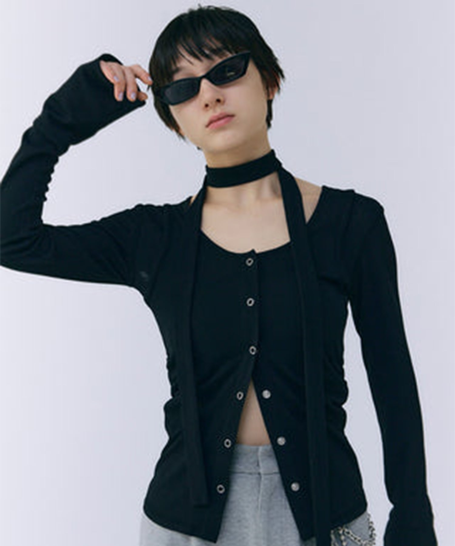 SCARF CHOKER TOPS JOSEMOON