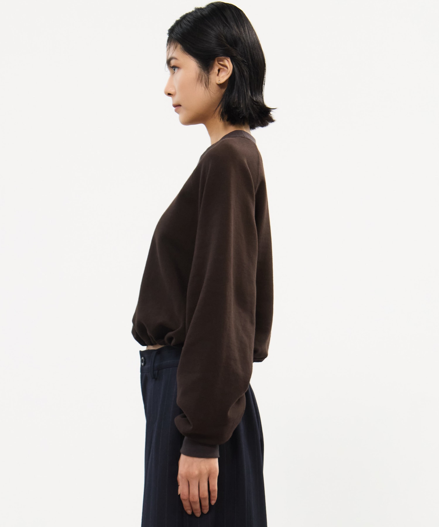 DRAWSTRING GATHER SLEEVE SWEAT SHIRT STUDIOUS