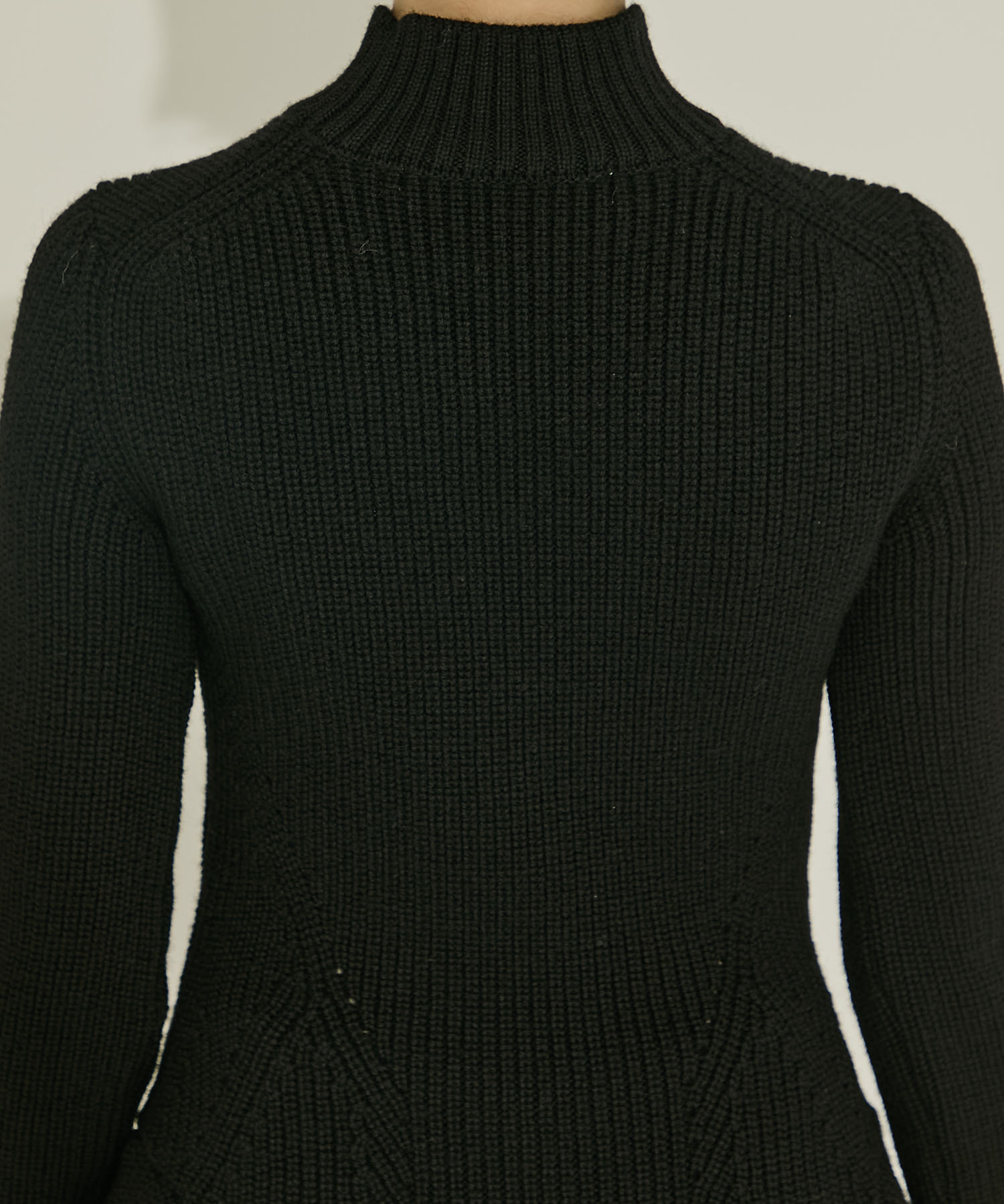 RIBED PEPLUM HI-NECK KNIT SWEATER JOHN LAWRENCE SULLIVAN