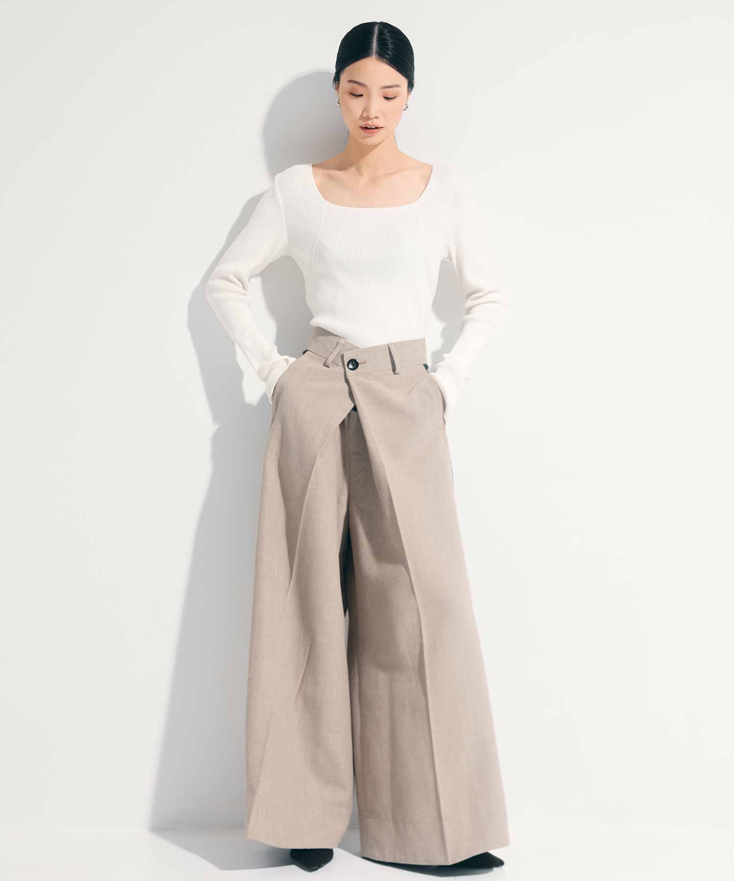 Side Leather Flare Trousers STUDIOUS