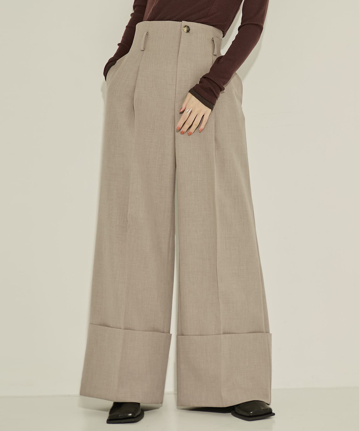 Wide Double Hem Trousers STUDIOUS