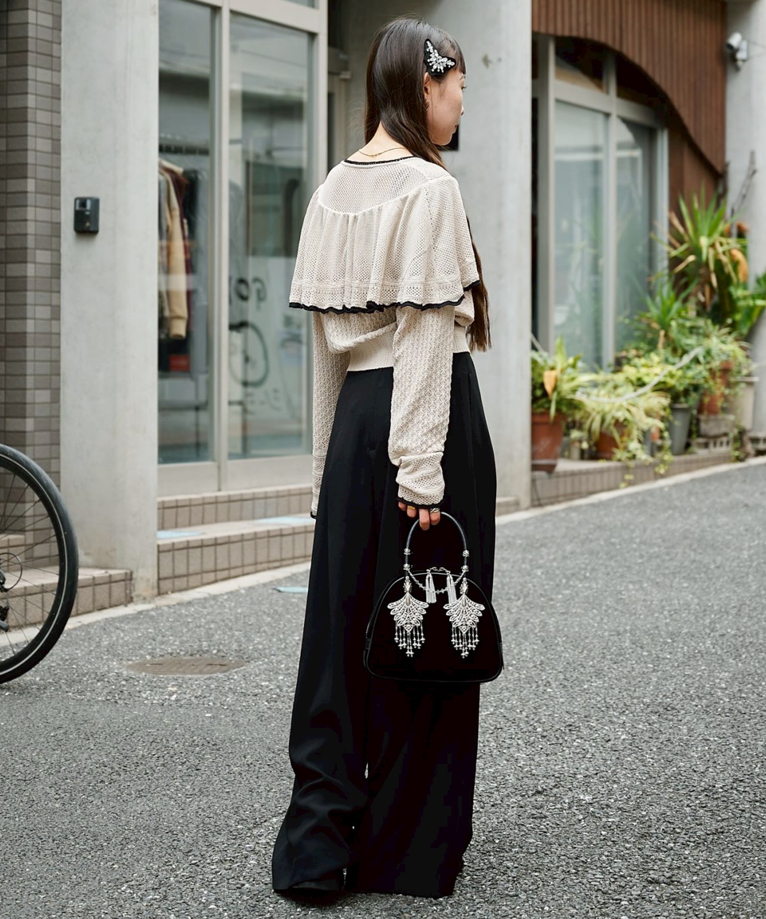 wing bijou hand bag(FREE BLACK): tanakadaisuke: WOMENS