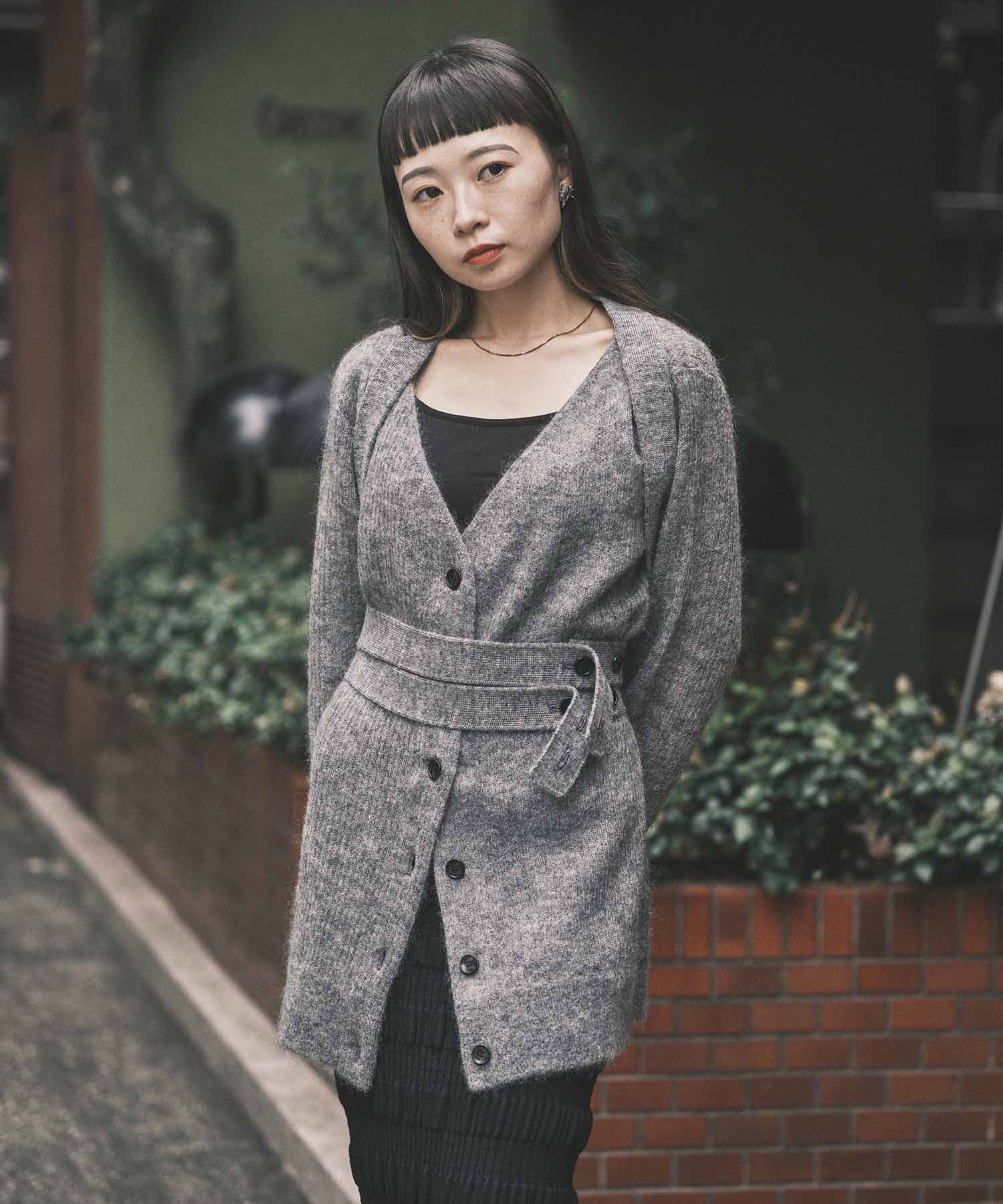 Mohair knit belted cardigan FETICO