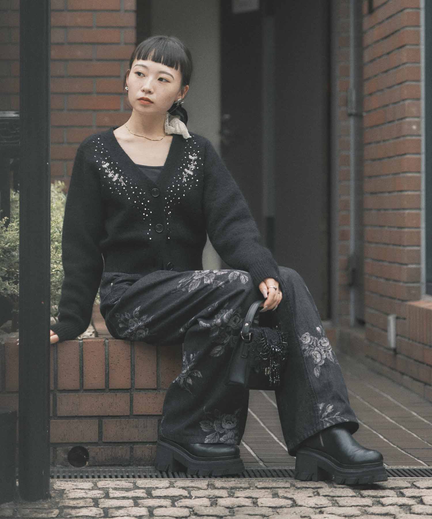 Jacquard-knit V-neck cardigan FETICO