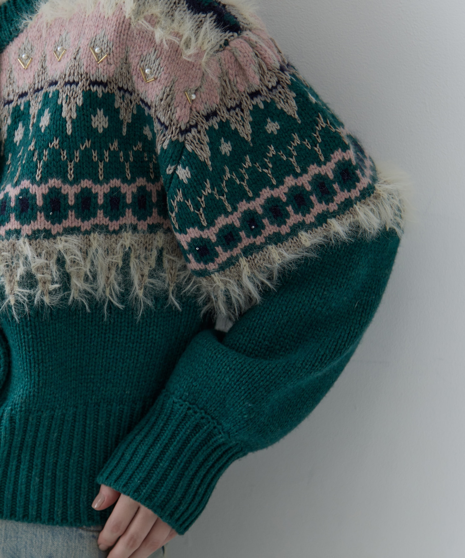 UND 2WAY LADY NORDIC KNIT CARDIGAN AMERI