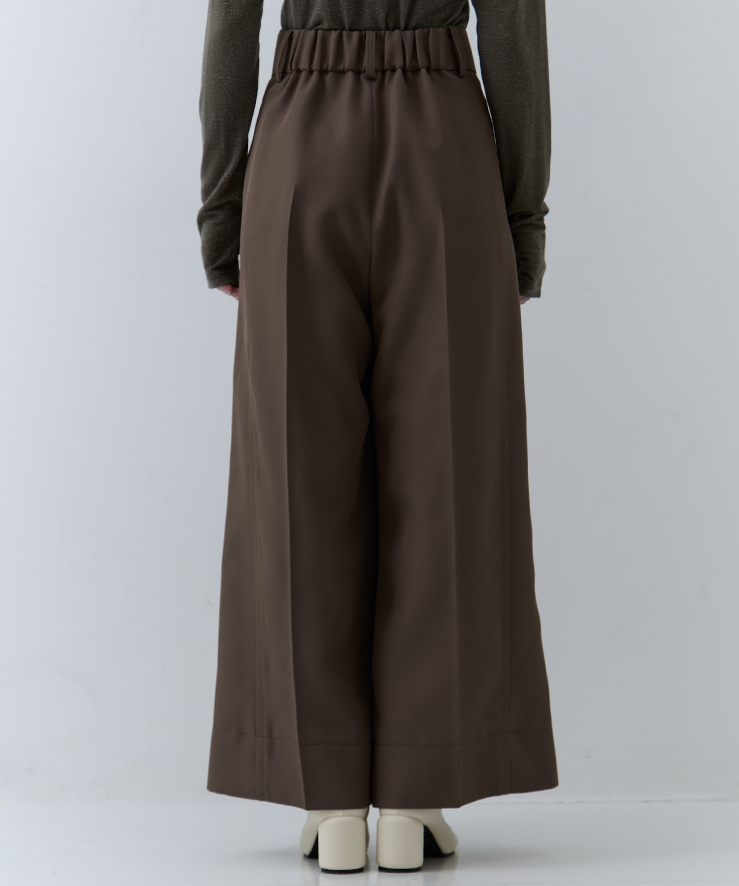 Asymmetric Tucked Flare Trousers STUDIOUS