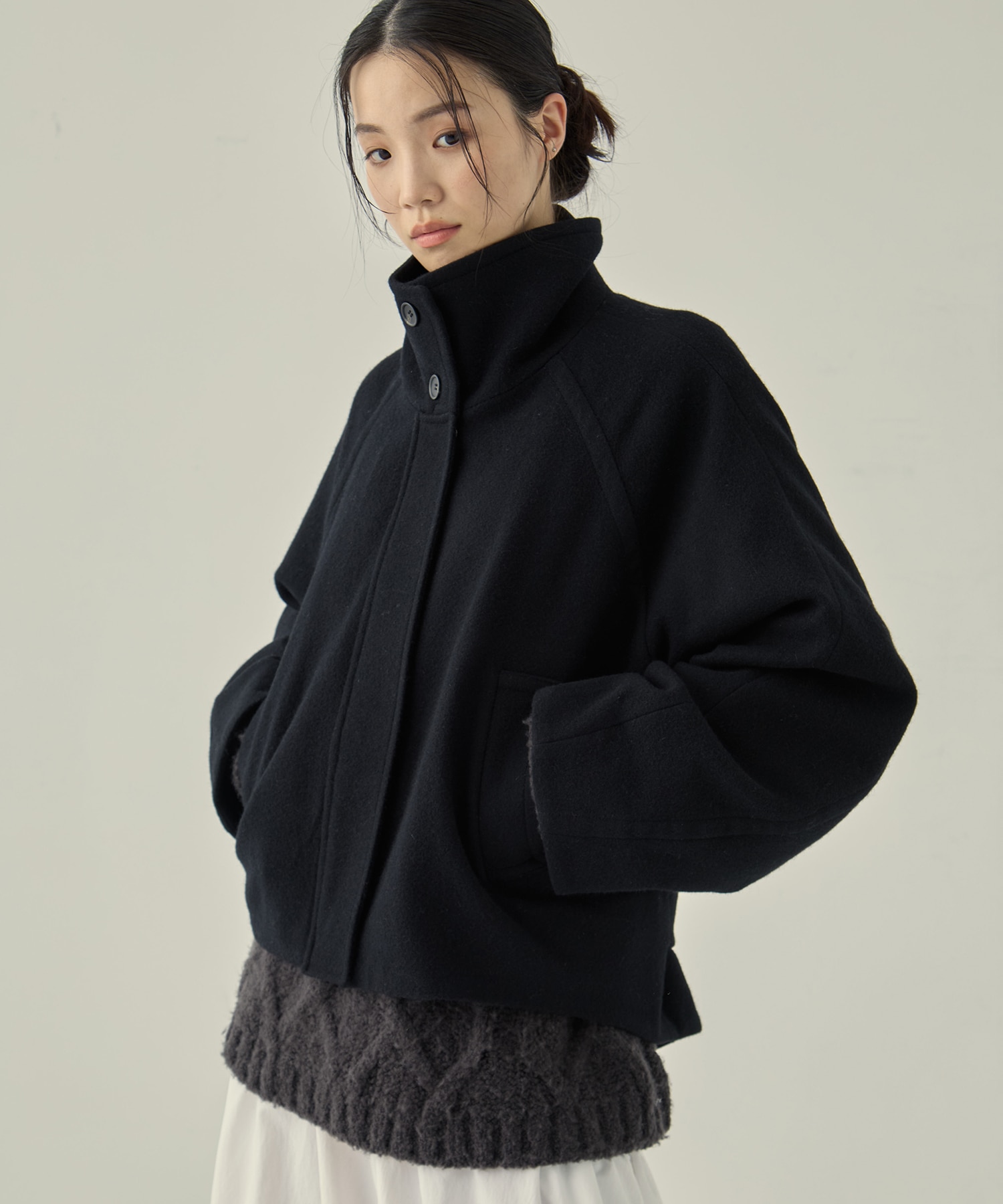 Stand Collar Wool Blouson STUDIOUS