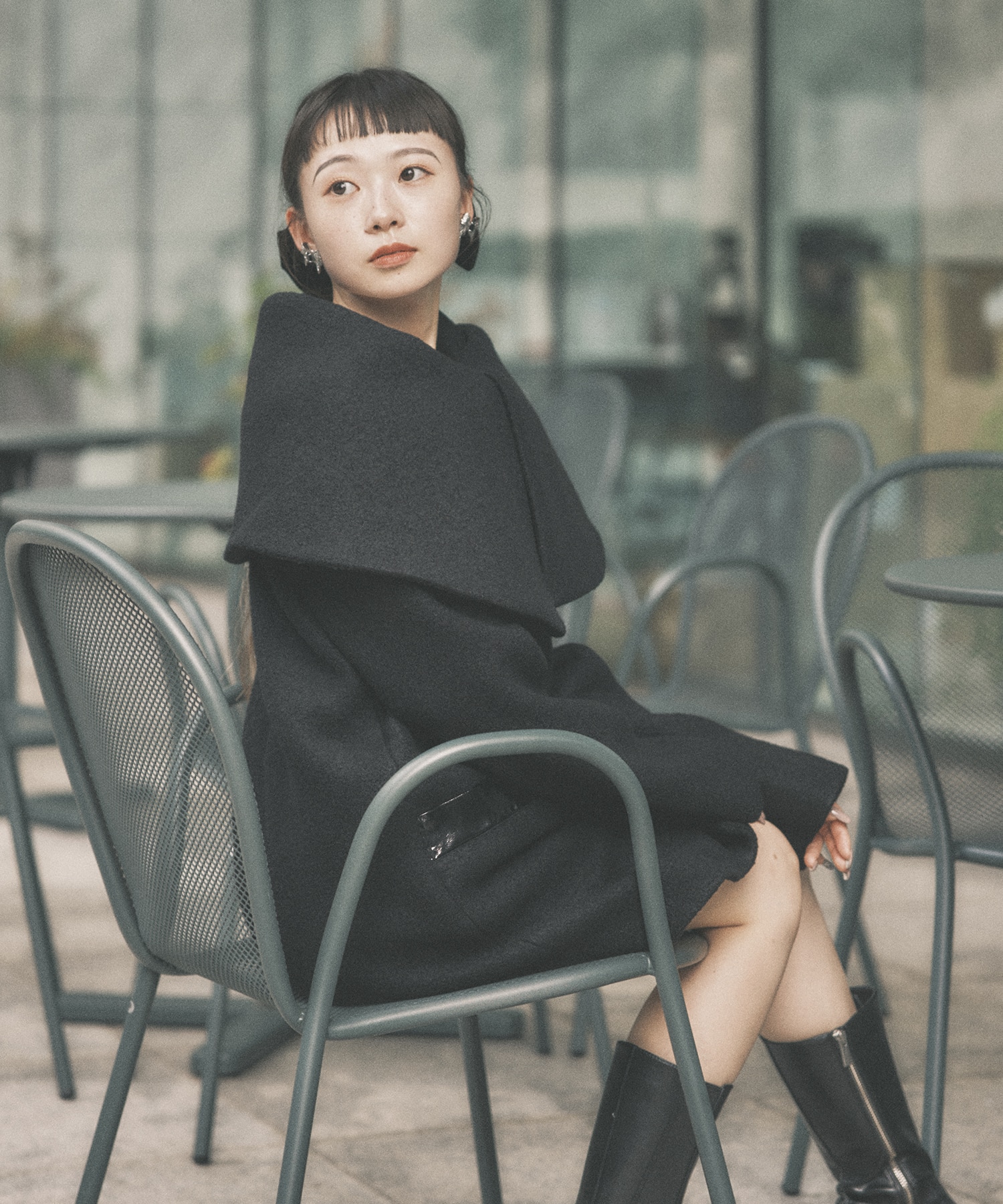 Boucle wool cape coat FETICO